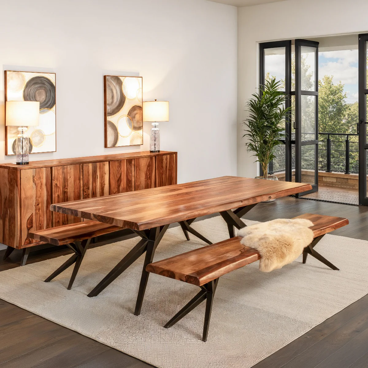 Austin Loft 94" Dining Table in Natural Sheesham - Image 17