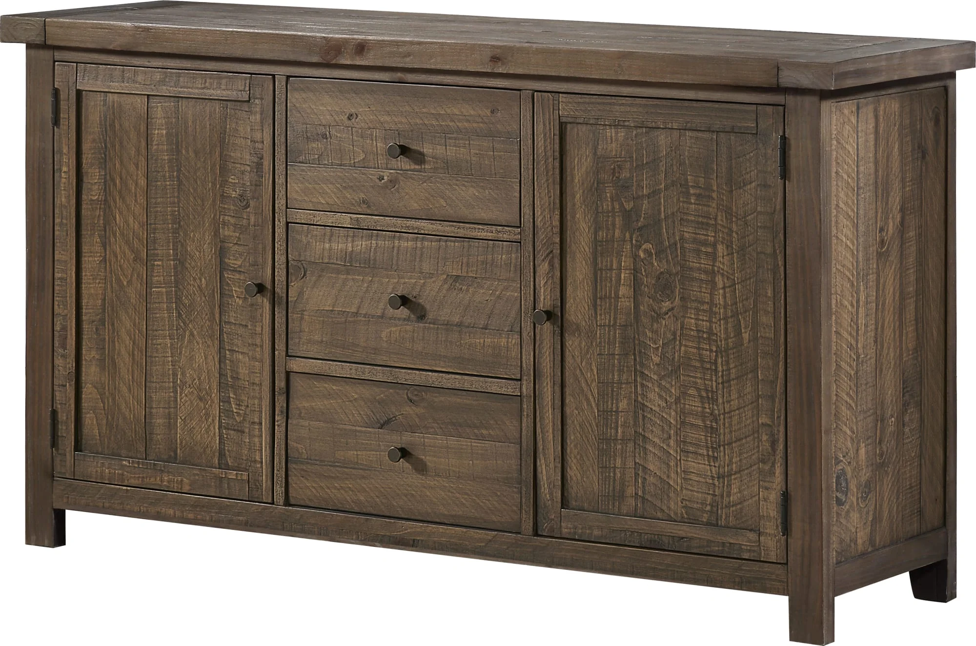 Autumn Flint Oak Solid Wood Three Drawer Two Door Sideboard - Image 2