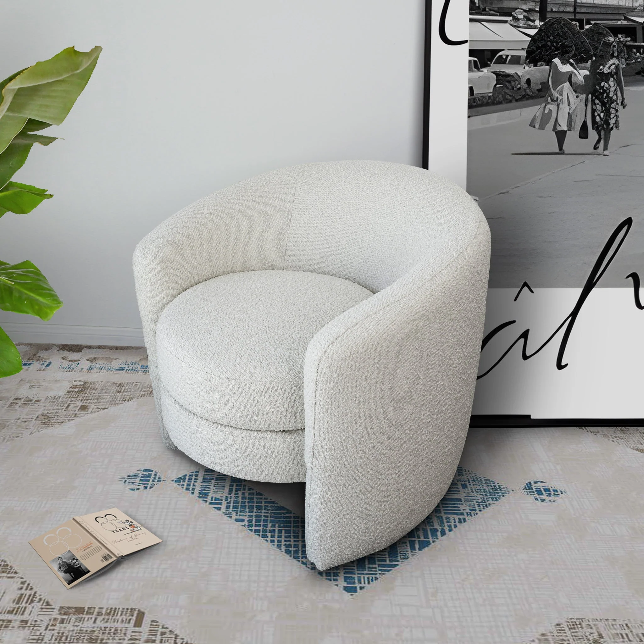 Avalon White Boucle Lounge Chair - Image 4