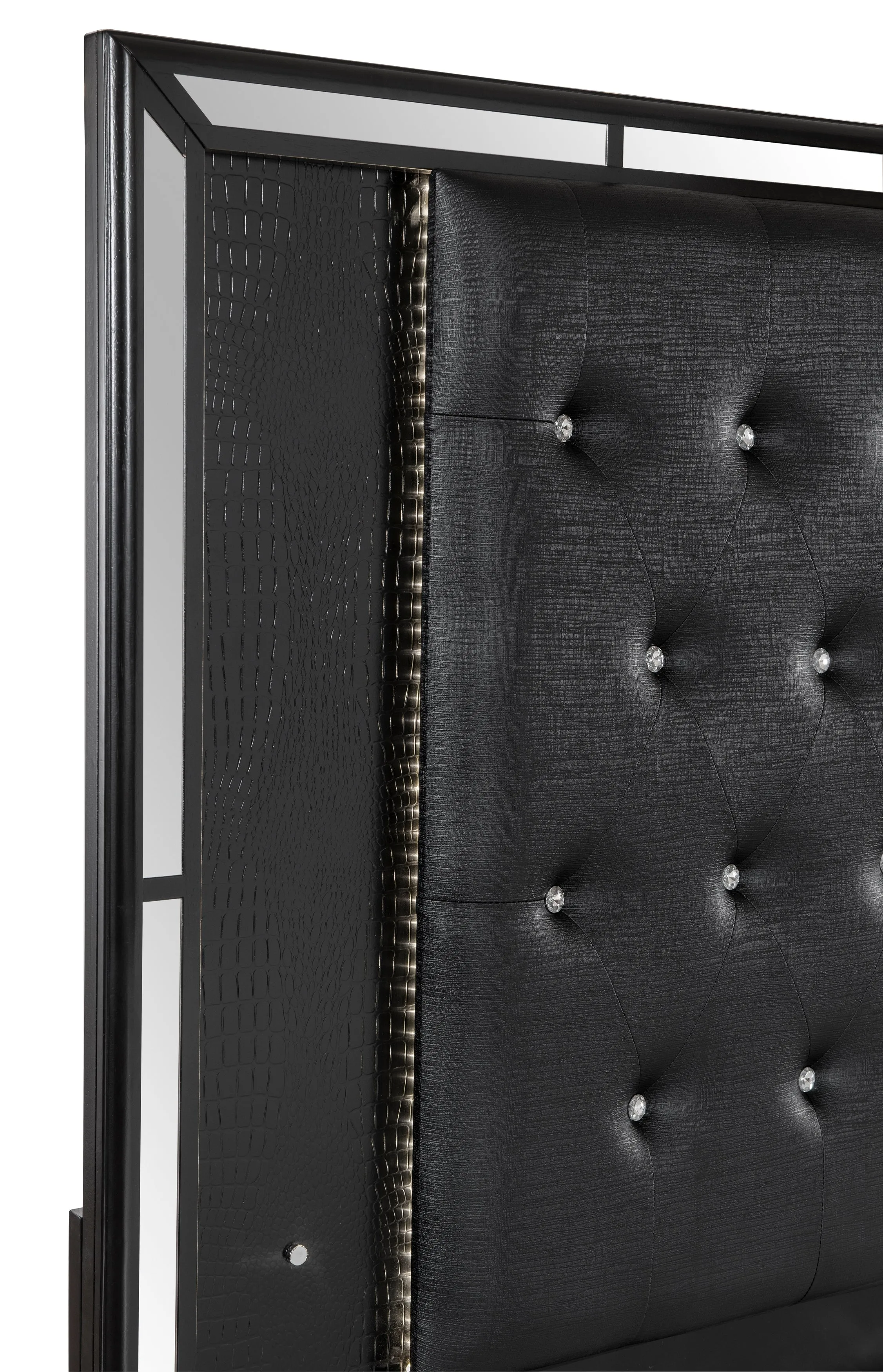 Aveline Black King LED Upholstered Panel Bed - Image 5