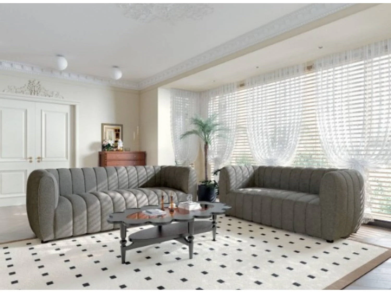Aversa Charcoal Gray Sofa & Loveseat