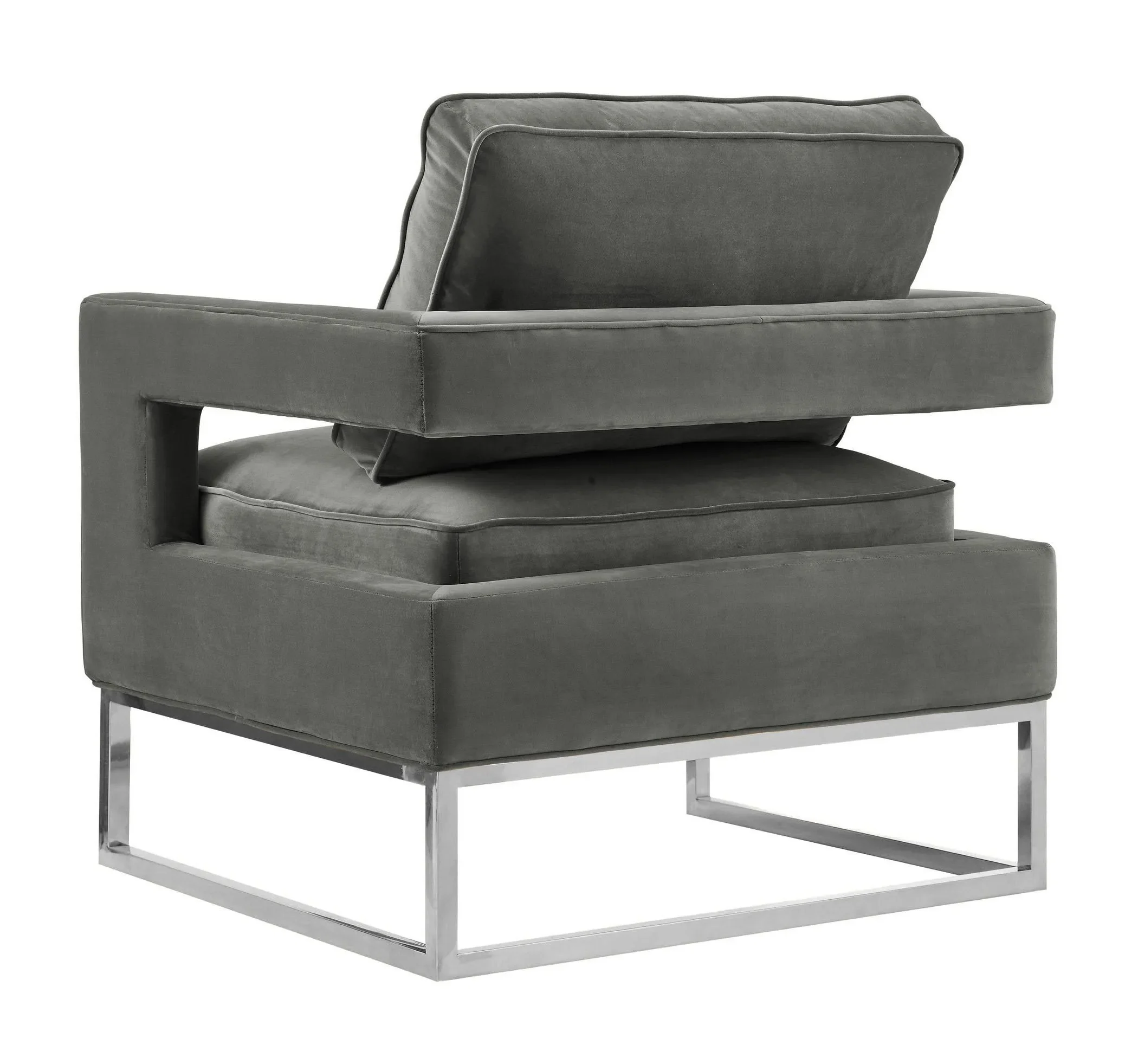 Avery Grey Velvet Chair with Silver Base - Image 4