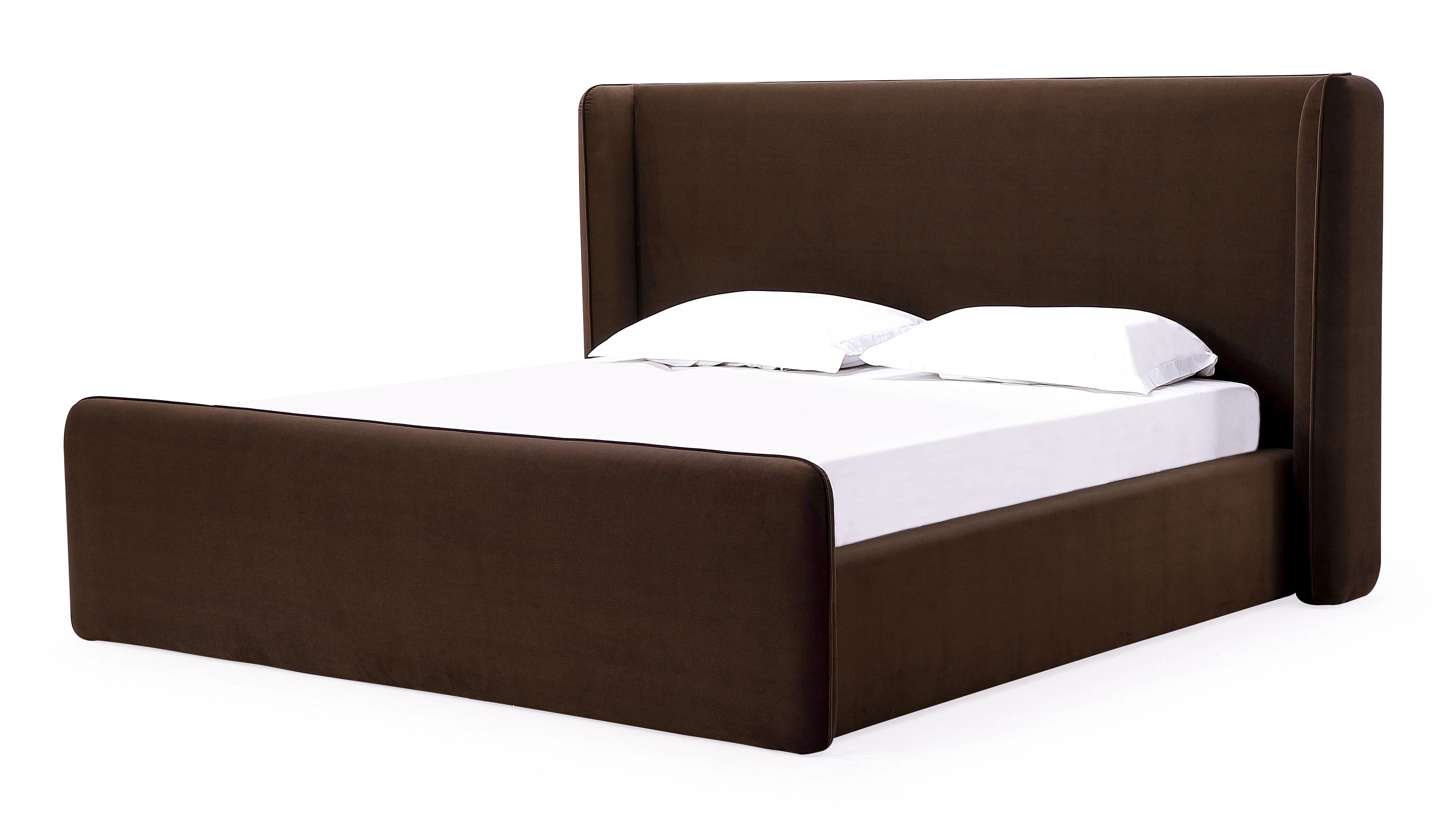 Bacall Cola Velvet California King Upholstered Wingback Platform Bed - Image 6