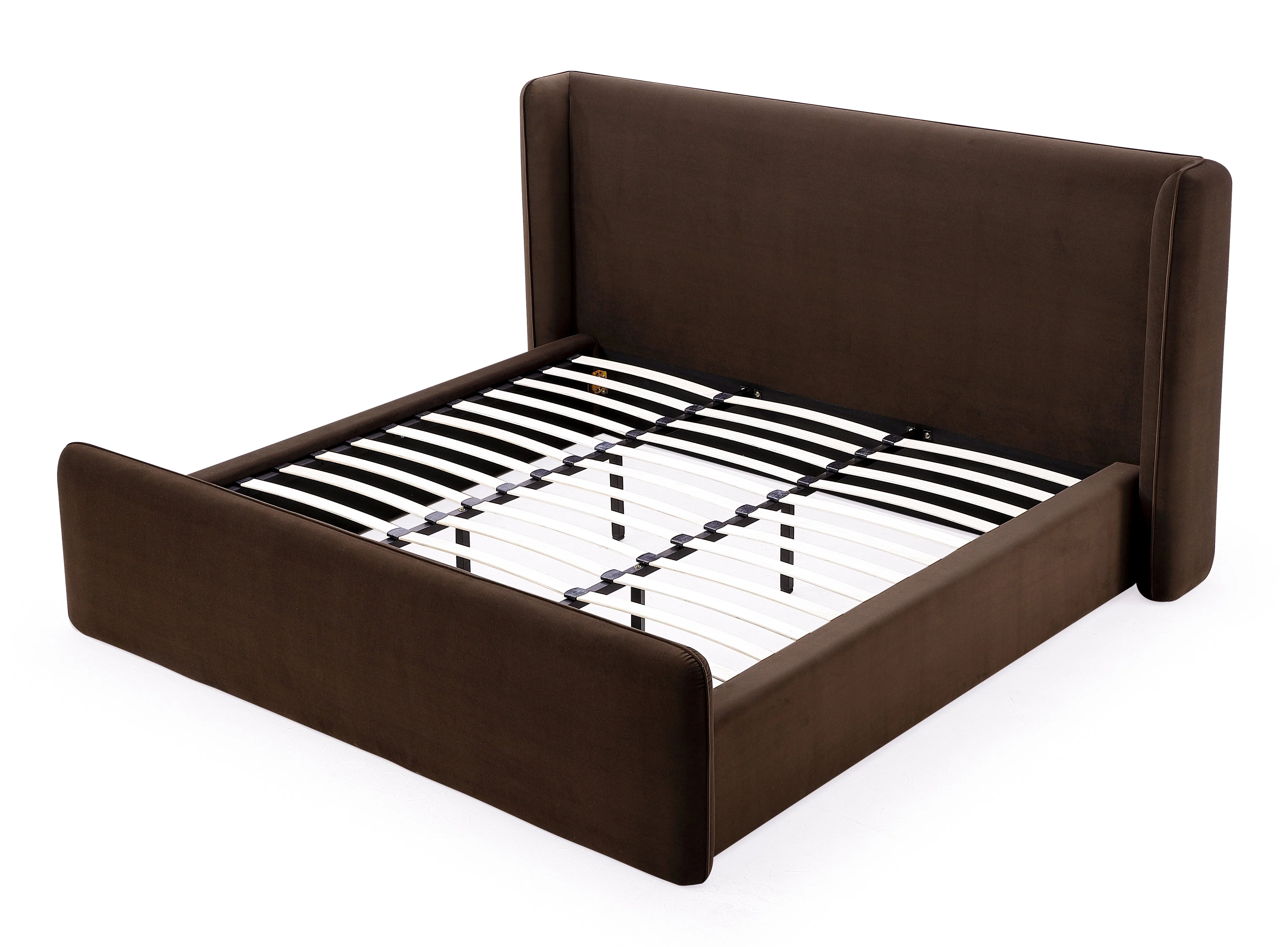 Bacall Cola Velvet California King Upholstered Wingback Platform Bed - Image 8