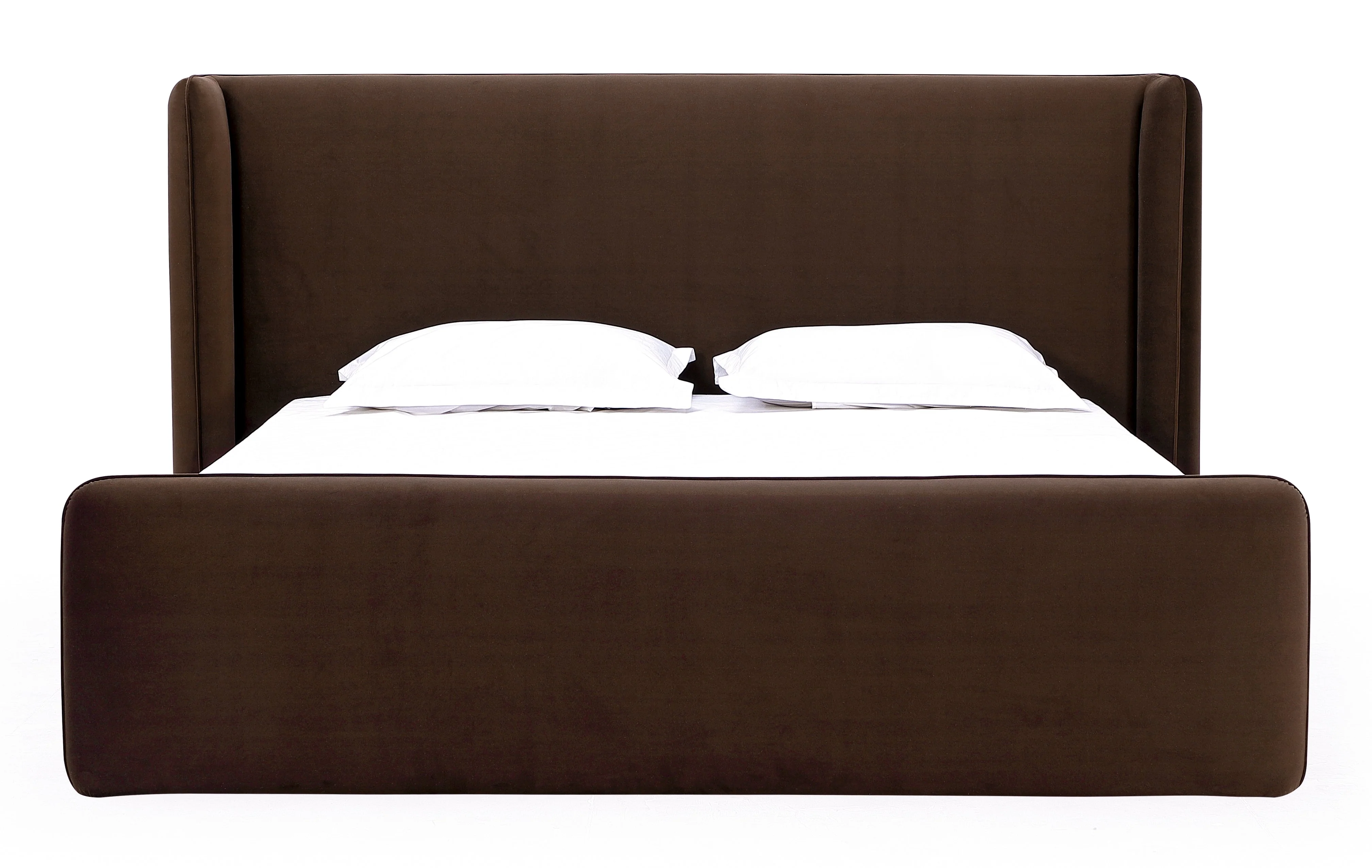Bacall Velvet Queen Upholstered Wingback Platform Bed in Cola - Image 5