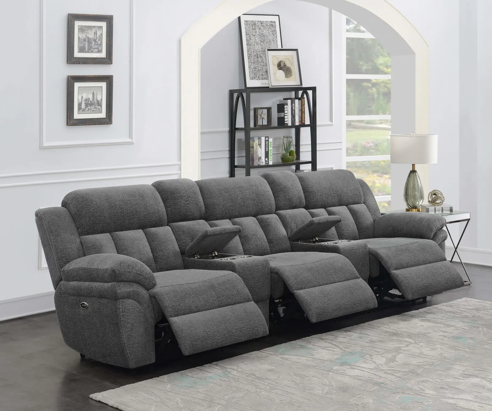 Bahrain 5-piece Power Home Theater Seating Charcoal - Image 2