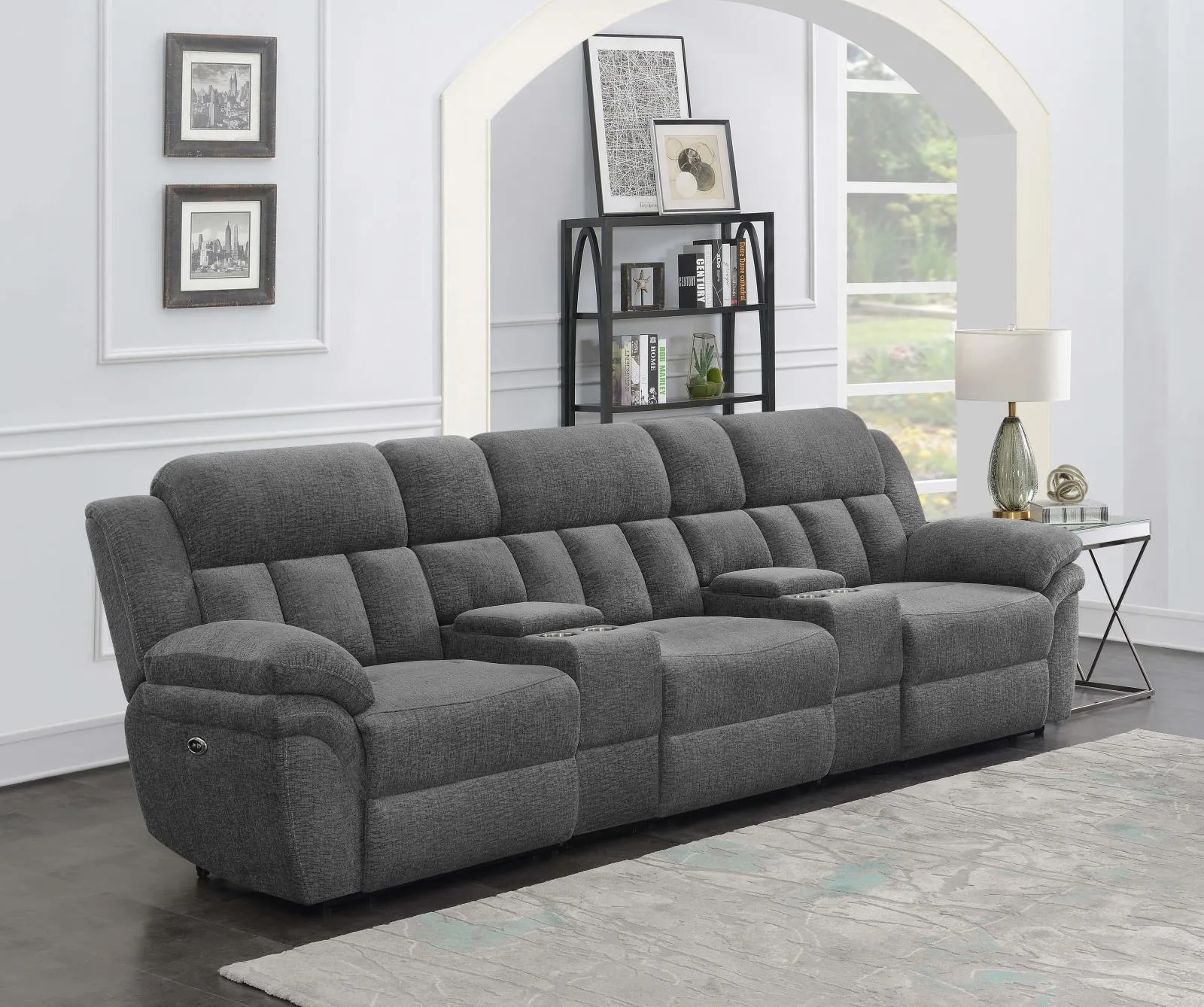 Bahrain 5-piece Power Home Theater Seating Charcoal - Image 3