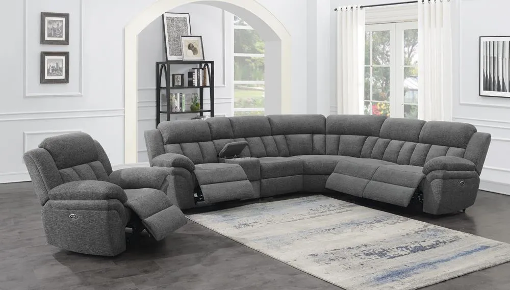 Bahrain Charcoal 6-piece Modular Power Reclining Sectional Charcoal - Image 2