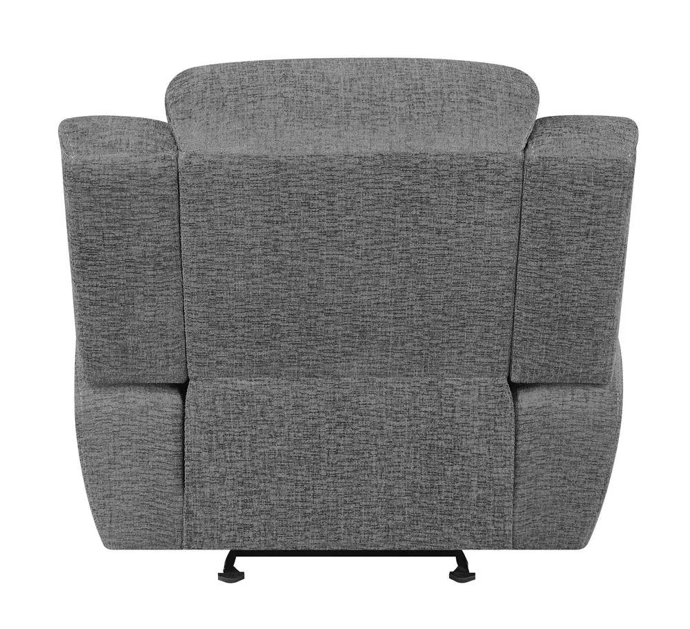Bahrain Charcoal Upholstered Glider Recliner - Image 5
