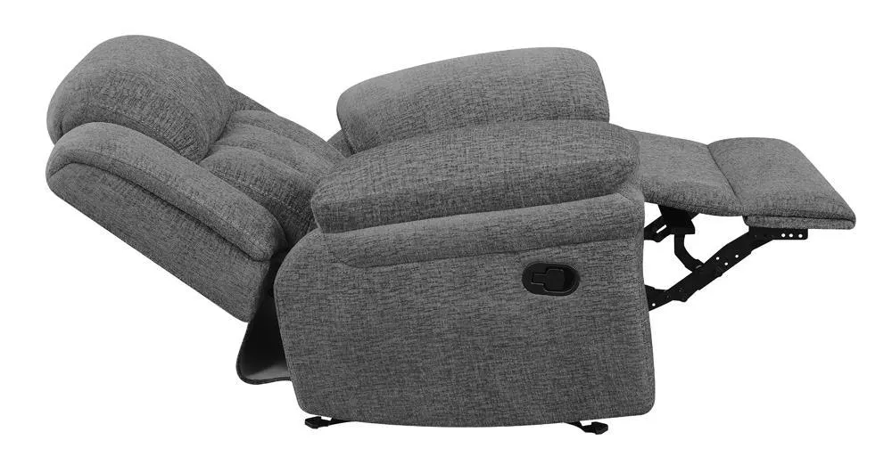 Bahrain Charcoal Upholstered Glider Recliner - Image 9