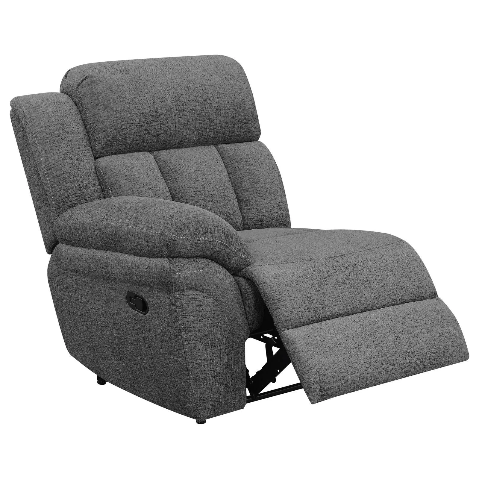 Bahrain Charcoal Upholstered Motion Loveseat with Console - Image 3