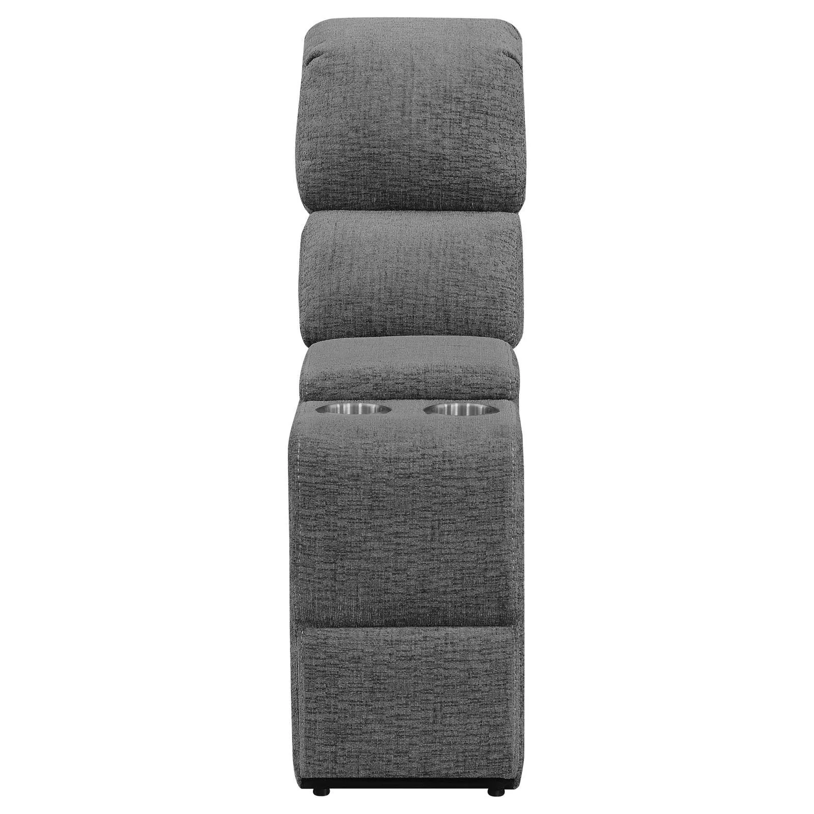 Bahrain Charcoal Upholstered Motion Loveseat with Console - Image 6