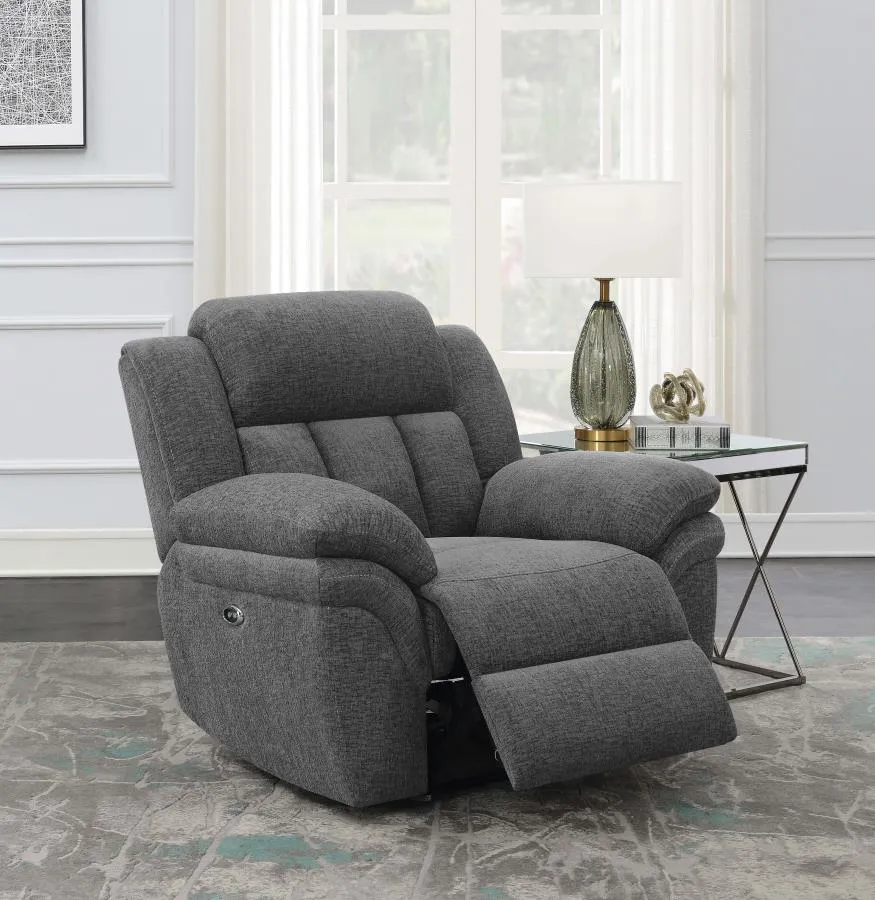 Bahrain Charcoal Upholstered Power Glider Recliner - Image 2