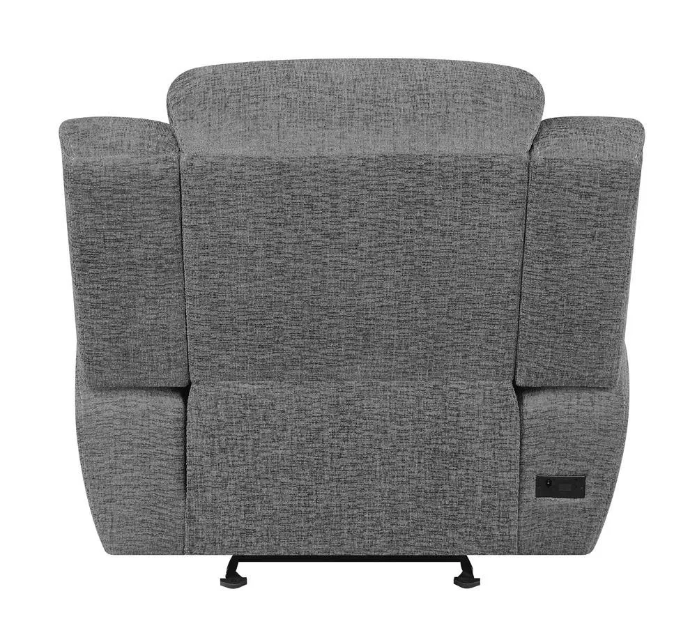 Bahrain Charcoal Upholstered Power Glider Recliner - Image 5