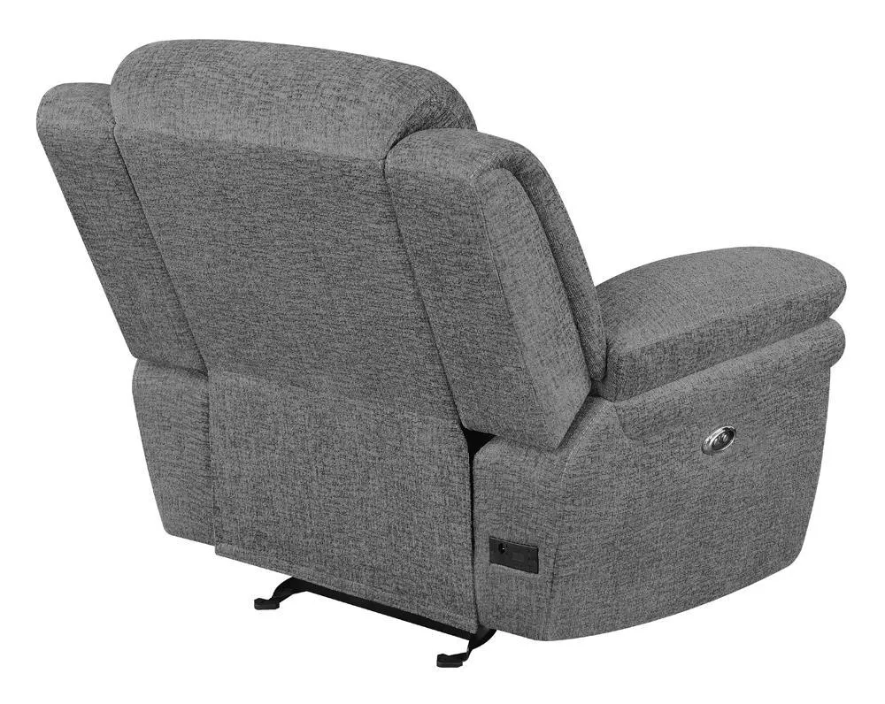 Bahrain Charcoal Upholstered Power Glider Recliner - Image 7