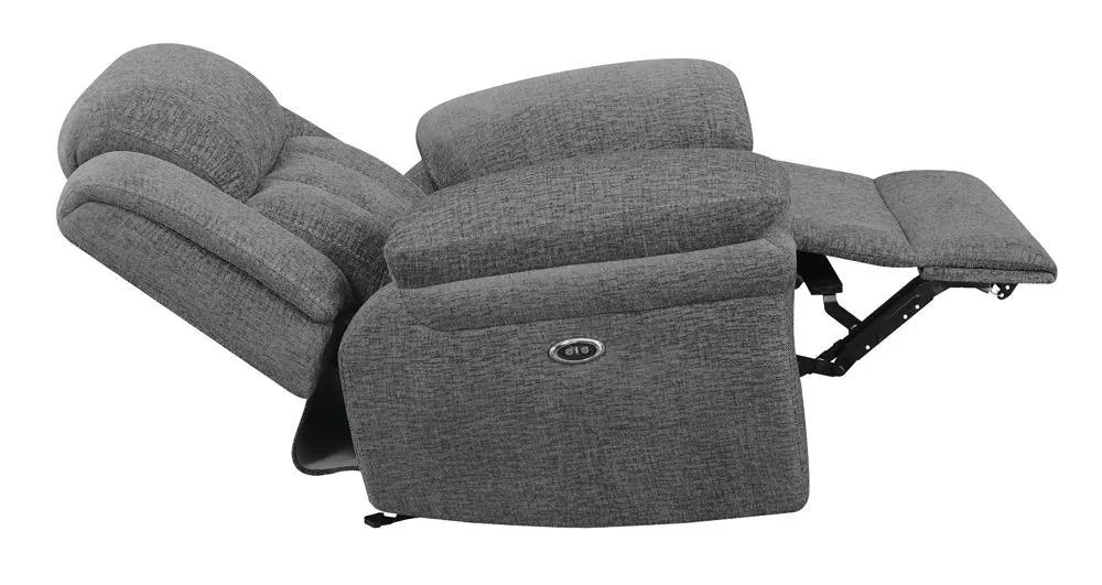 Bahrain Charcoal Upholstered Power Glider Recliner - Image 8