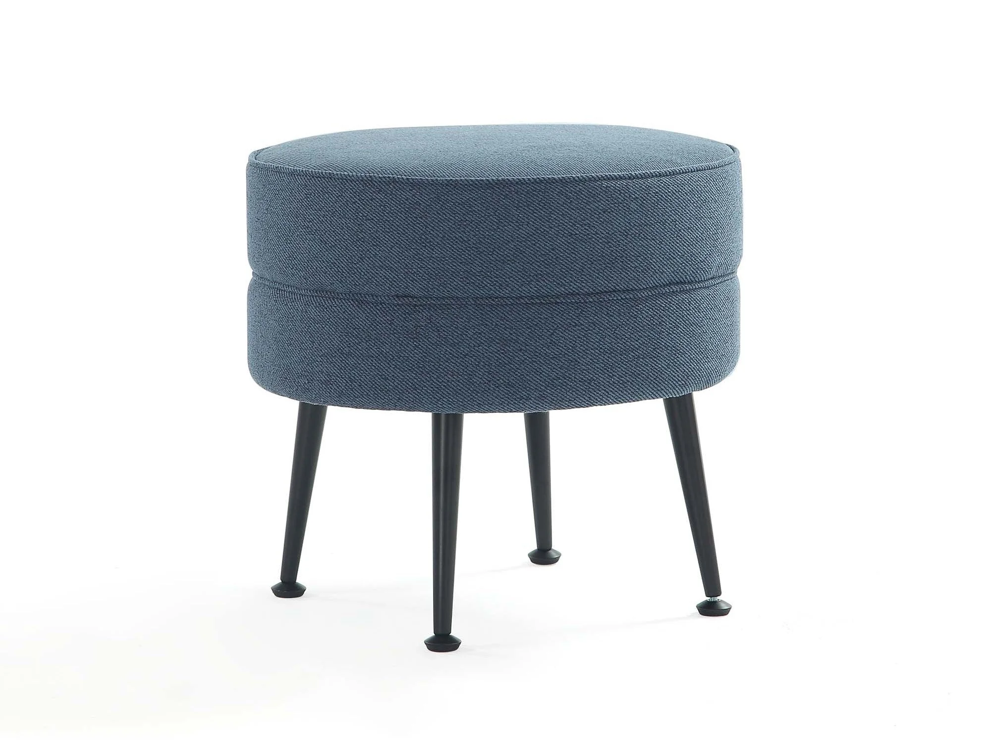 Bailey Ottoman in Blue with Black Feet