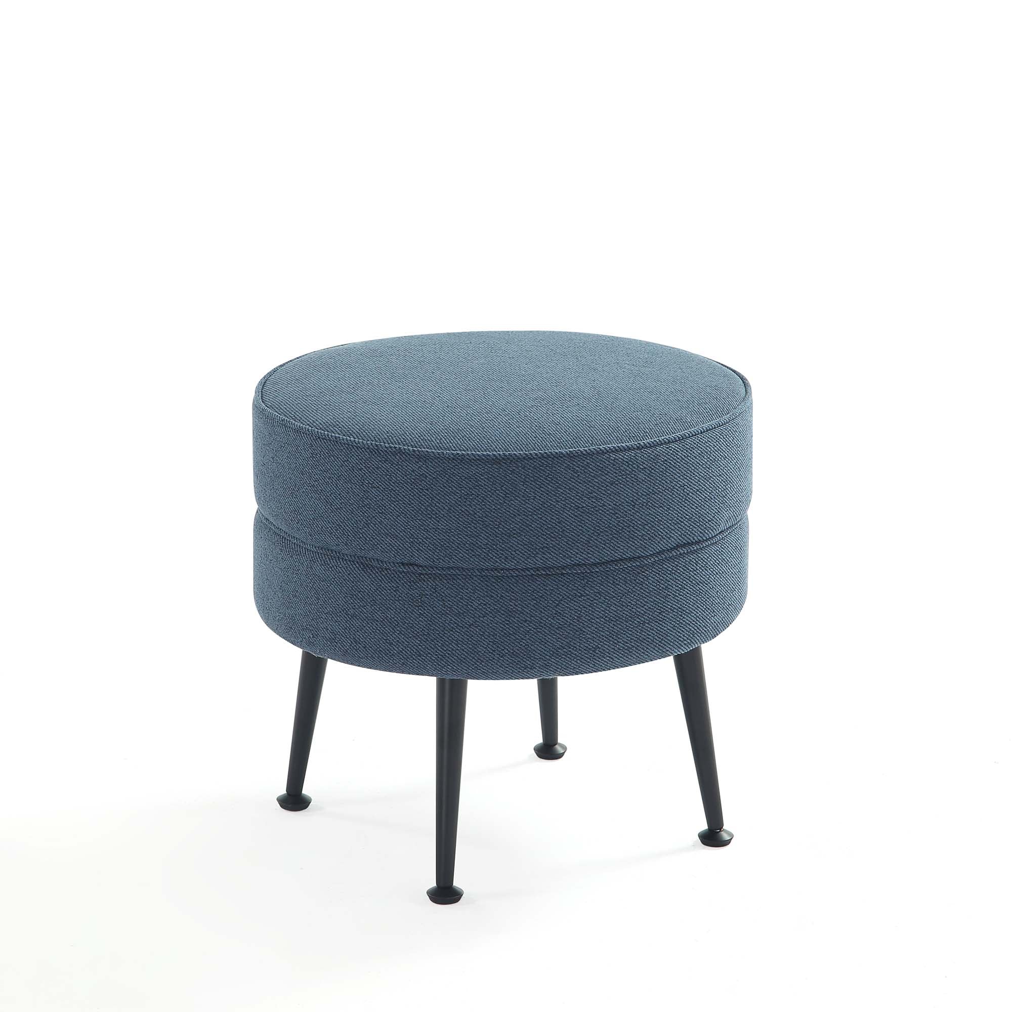 Bailey Ottoman in Blue with Black Feet (set of 2) - Image 10