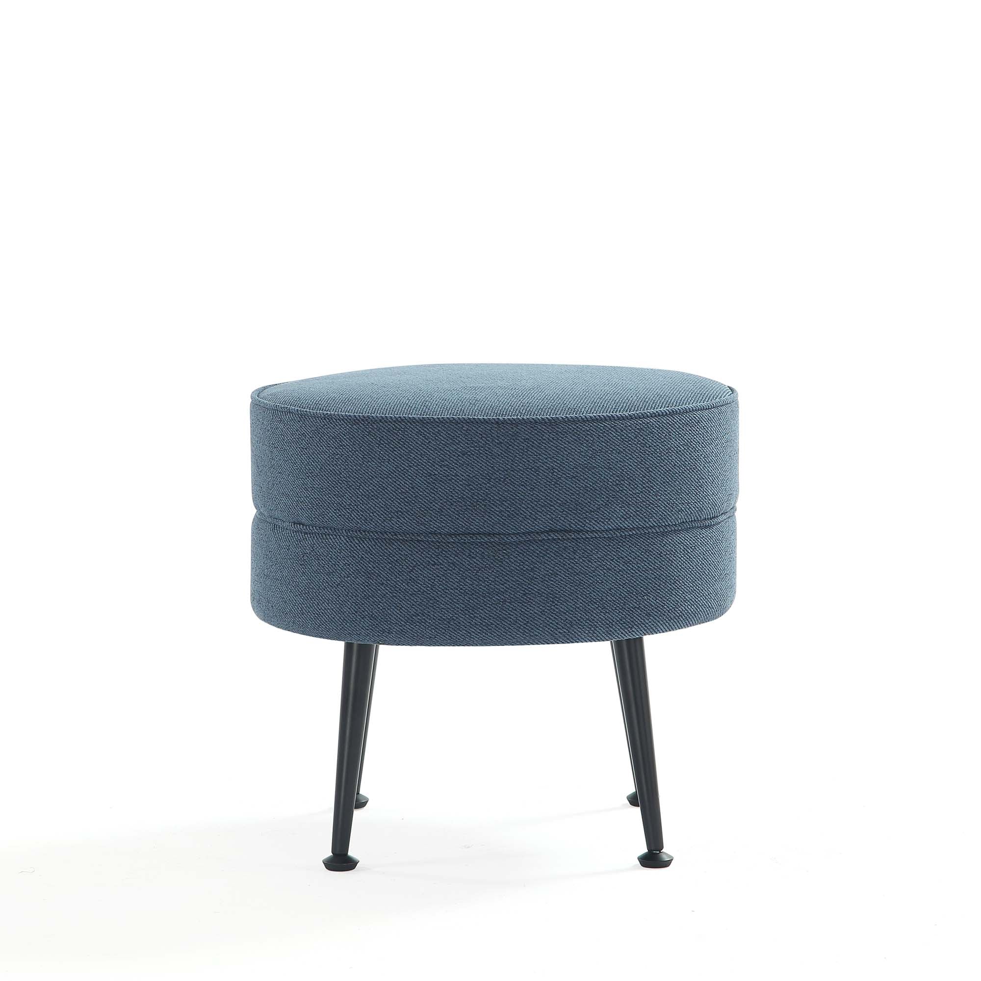 Bailey Ottoman in Blue with Black Feet (set of 2) - Image 9