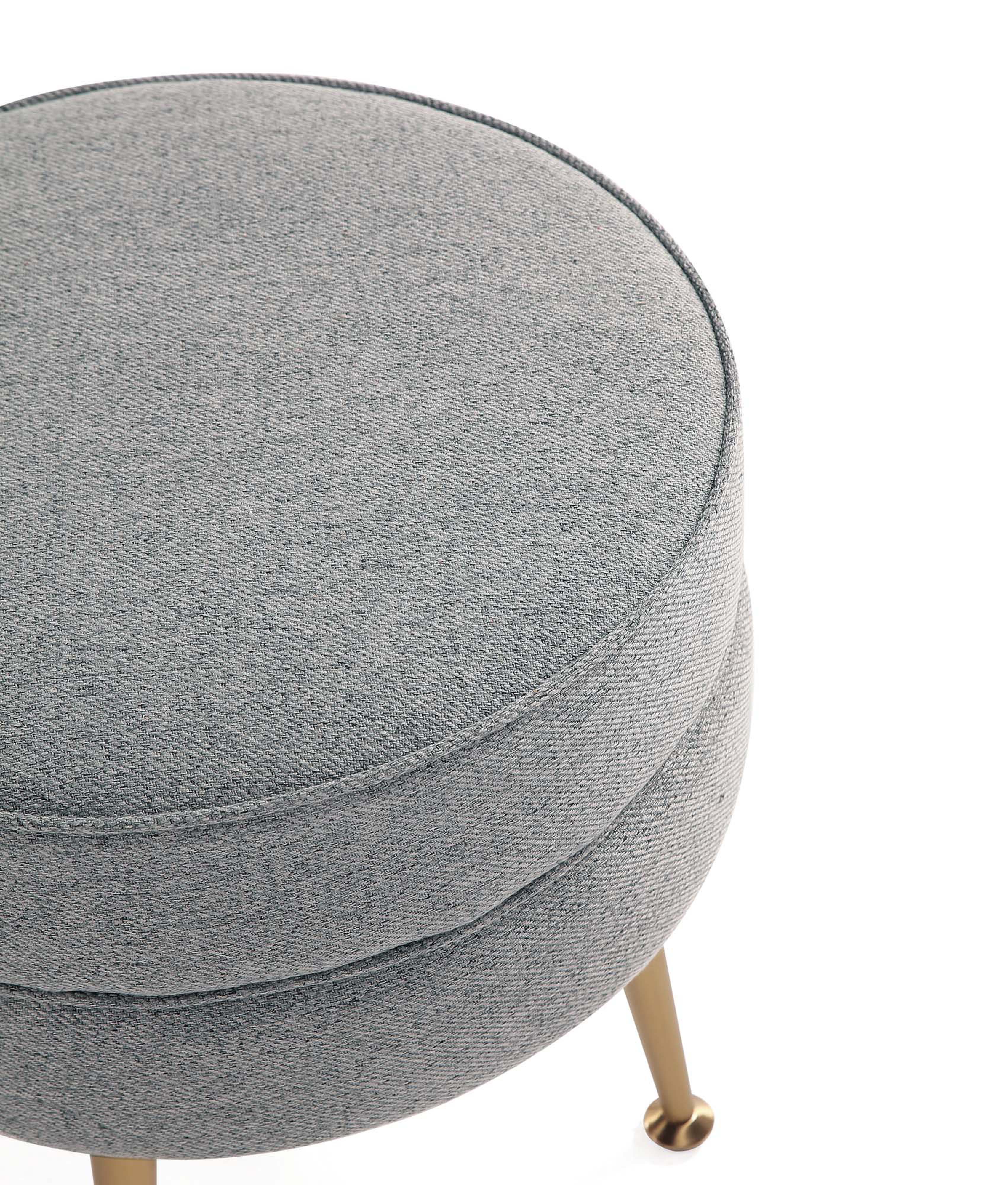 Bailey Ottoman in Grey with Gold Feet (set of 2) - Image 6
