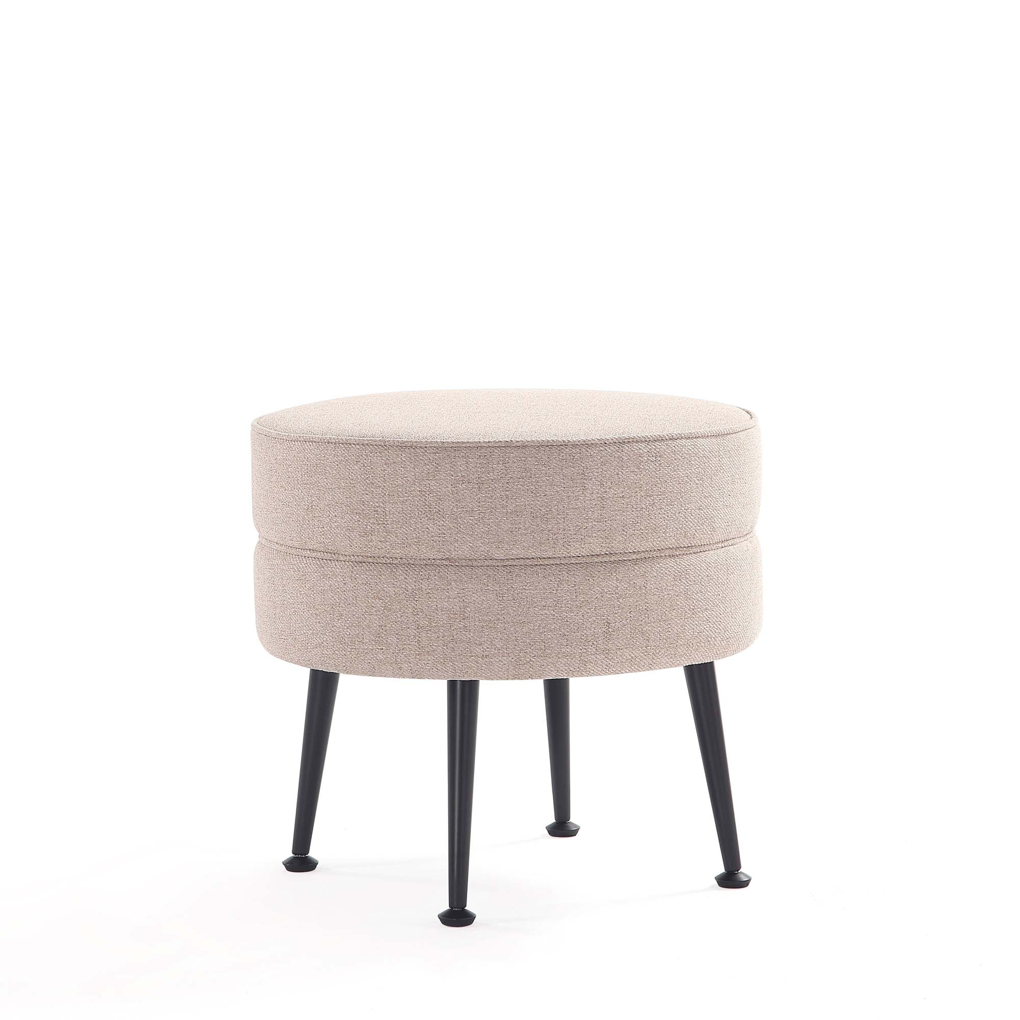 Bailey Ottoman in Oatmeal with Black Feet - Image 2