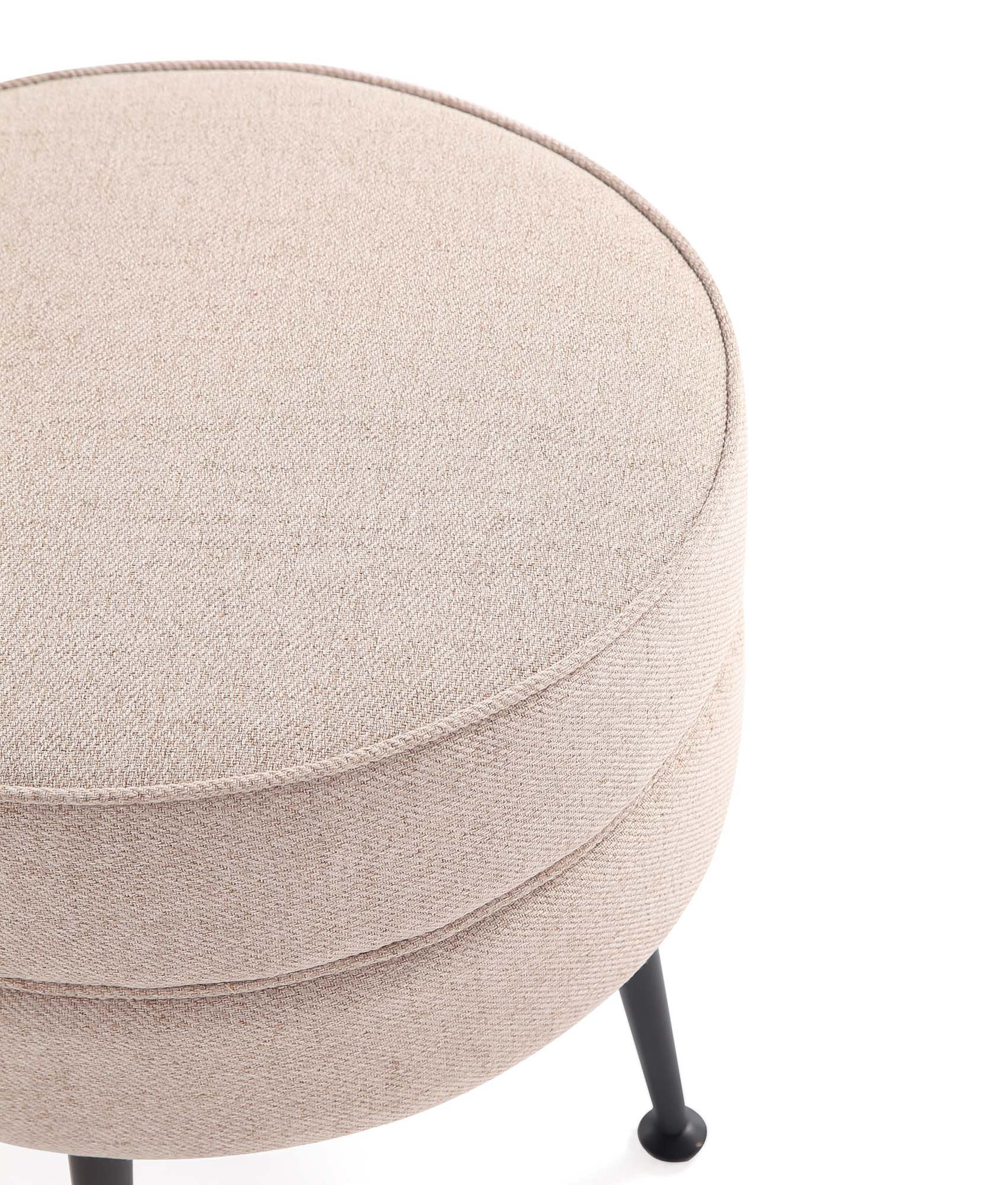 Bailey Ottoman in Oatmeal with Black Feet - Image 6