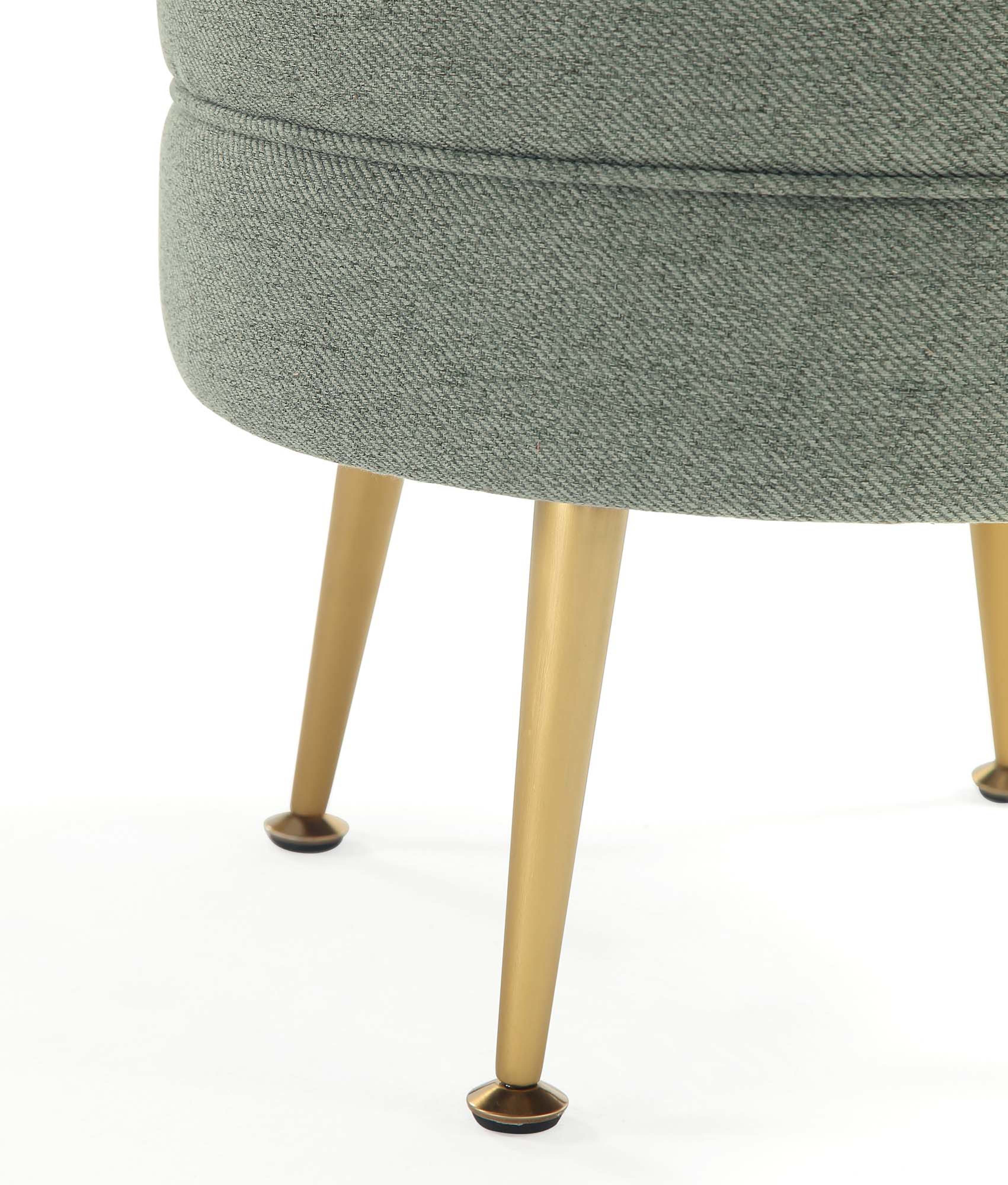 Bailey Ottoman in Sage Green with Gold Feet - Image 5