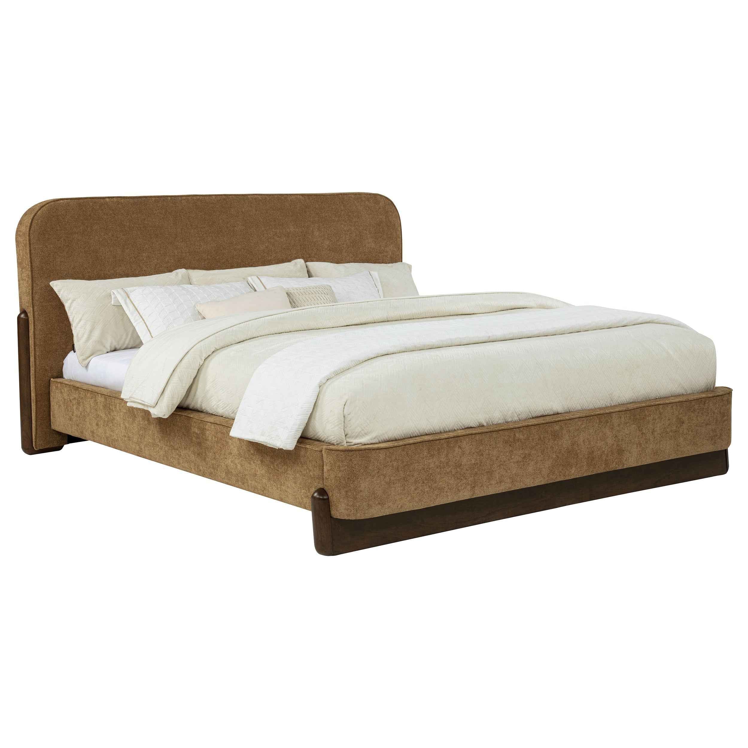 Baldacci Curry/Walnut Upholstered California King Platform Bed