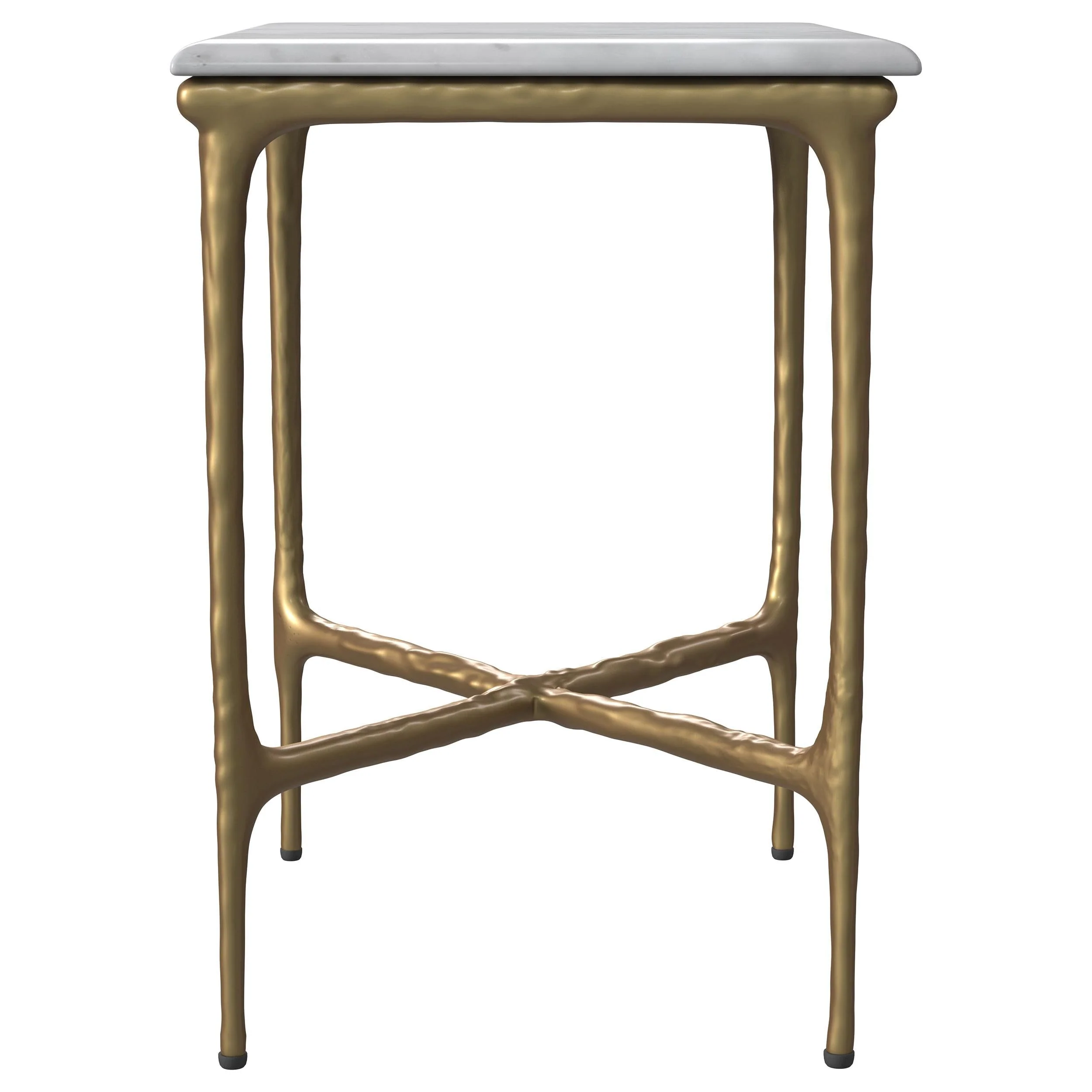 Baldwin White and Gold Rectangular Marble Top Side Table - Image 5