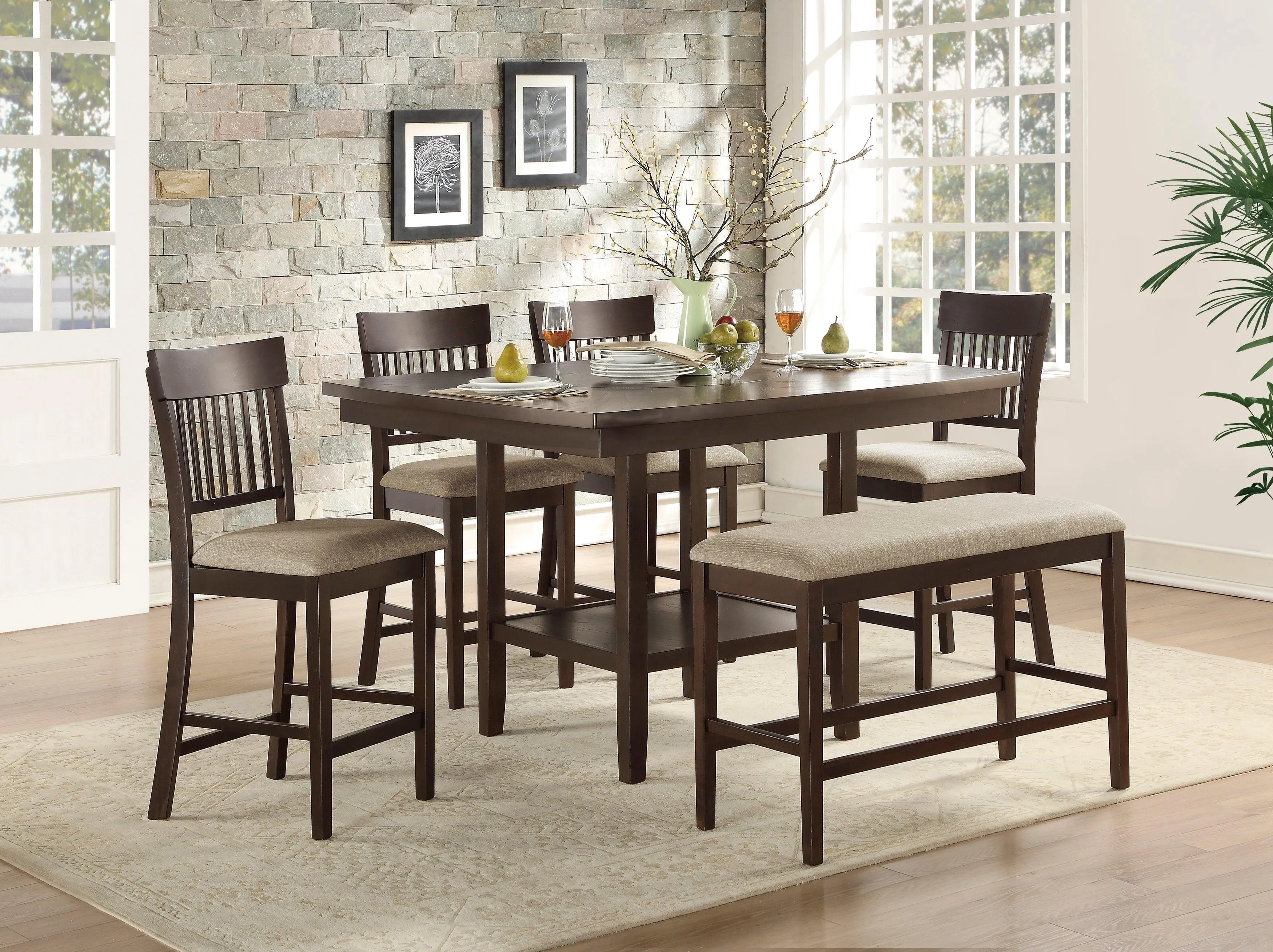 Balin Dark Brown Counter Height Chair, Slat Back, Set of 2 - Image 2