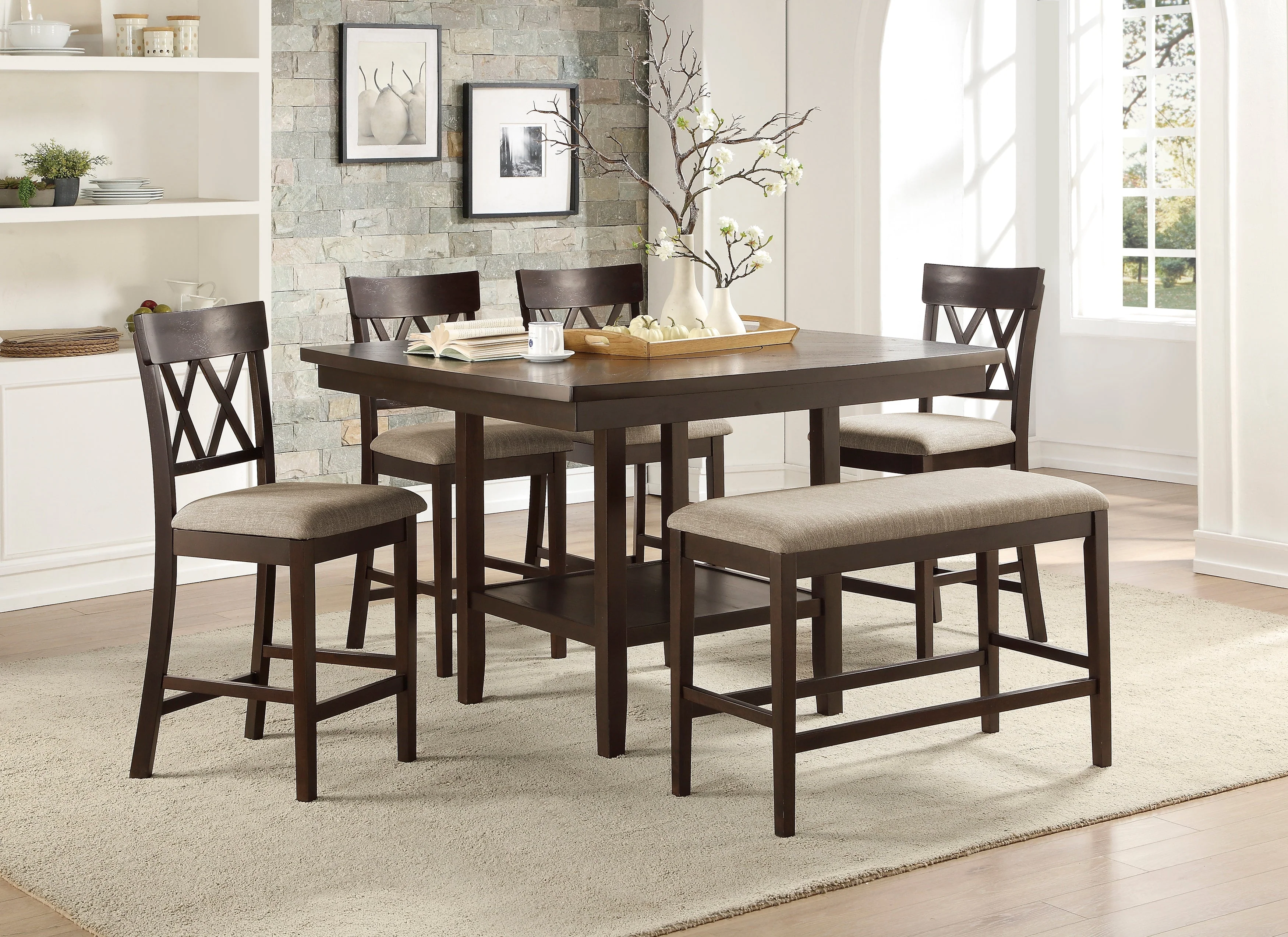 Balin Dark Brown Counter Height Set