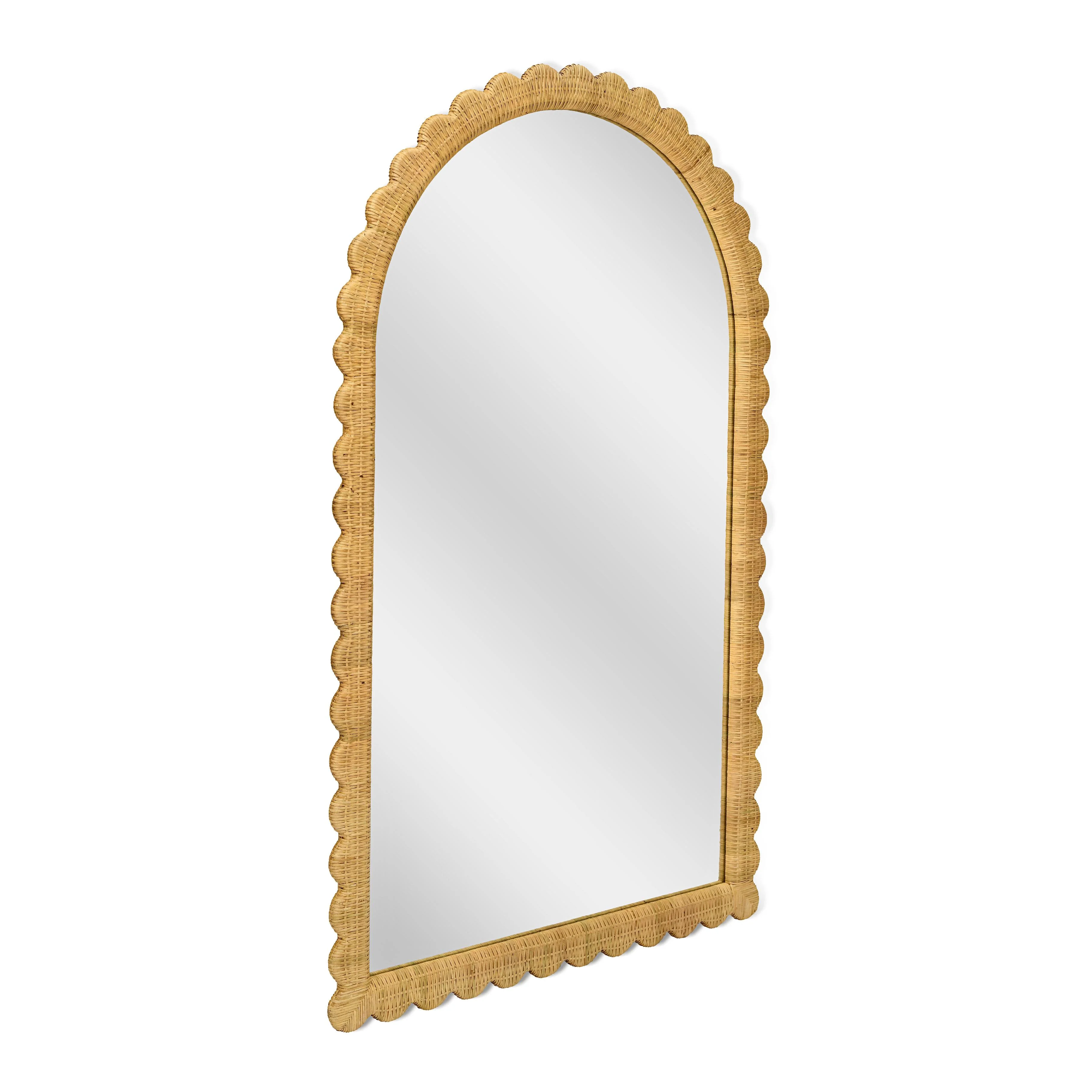 Bama 48" x 79" Jumbo Natural Rattan Arched Wall Mirror - Image 3