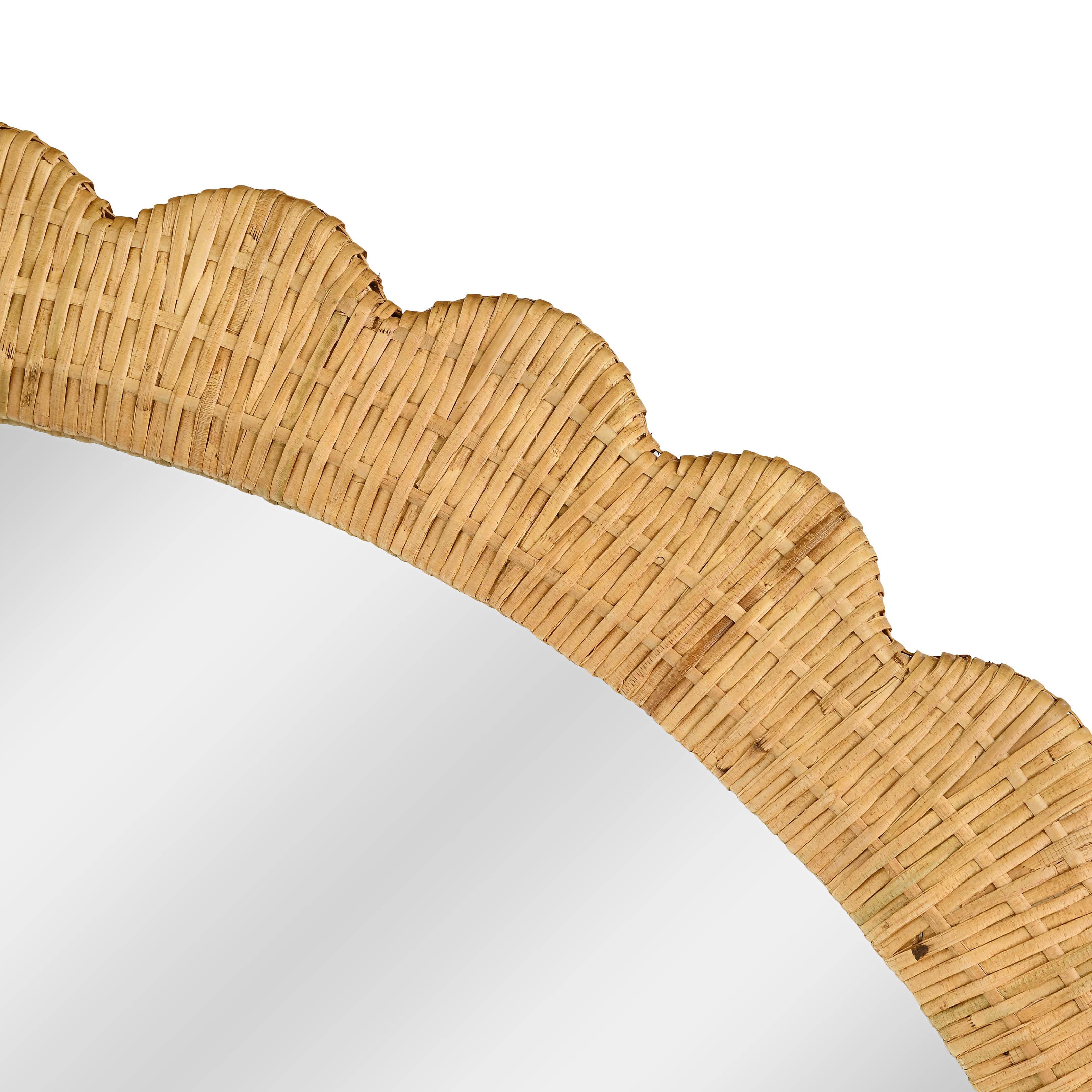 Bama 48" x 79" Jumbo Natural Rattan Arched Wall Mirror - Image 5