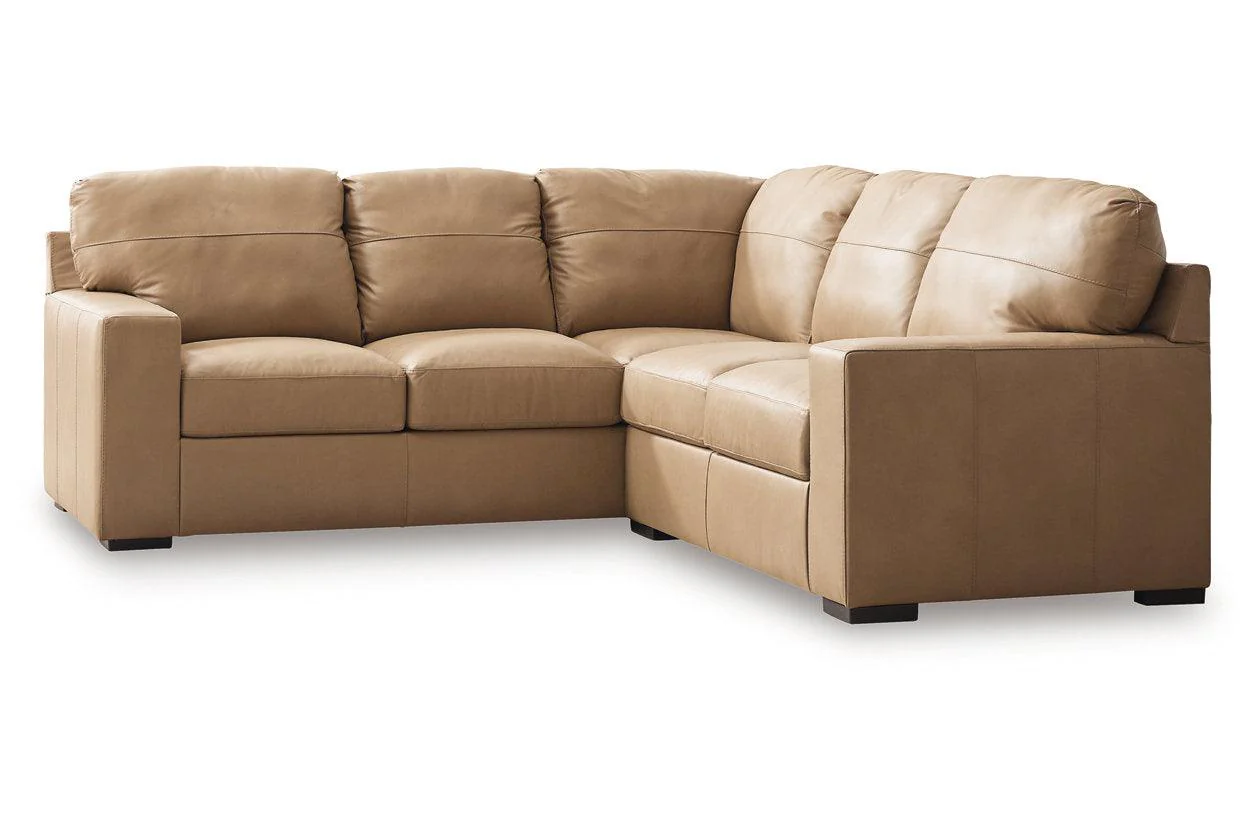 Bandon Toffee Leather 2-Piece Left Arm Facing LAF Sectional - Image 2