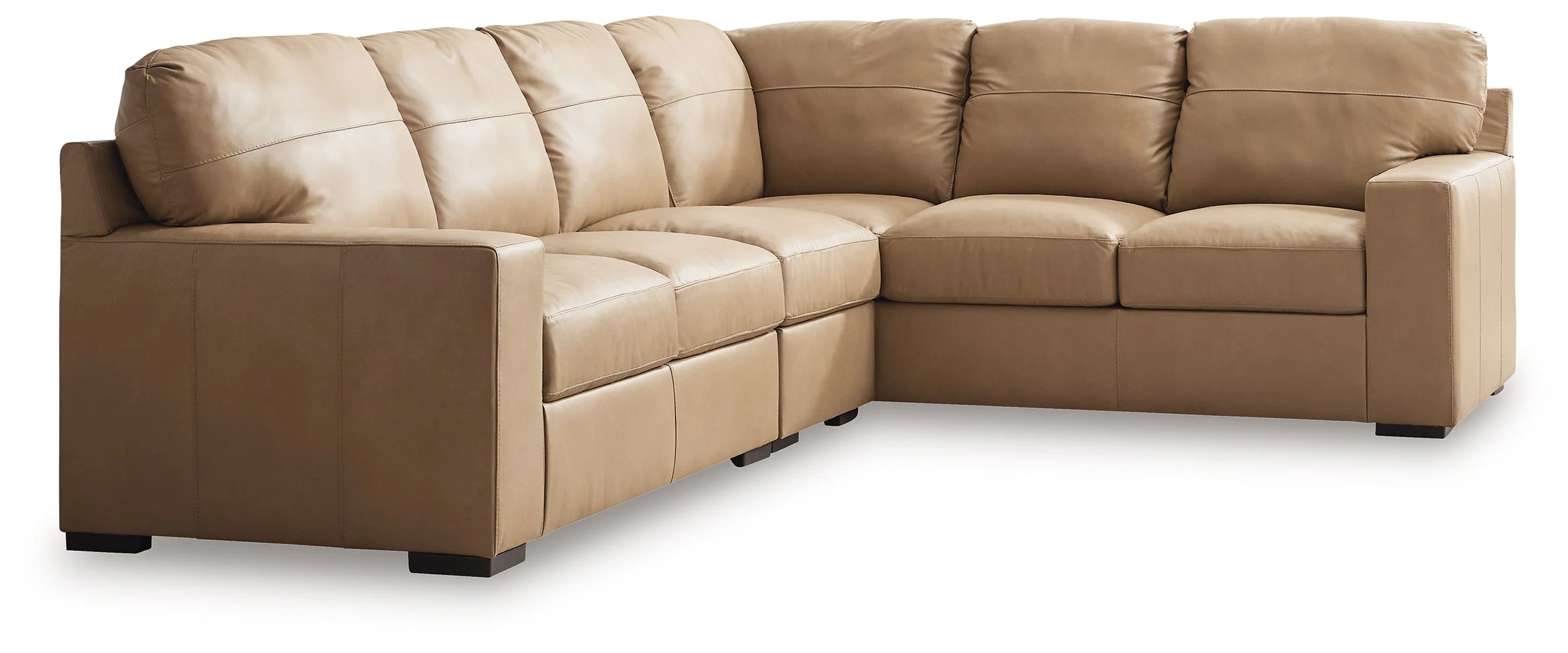 Bandon Toffee Leather 3-Piece Right Arm Facing RAF Sectional - Image 2