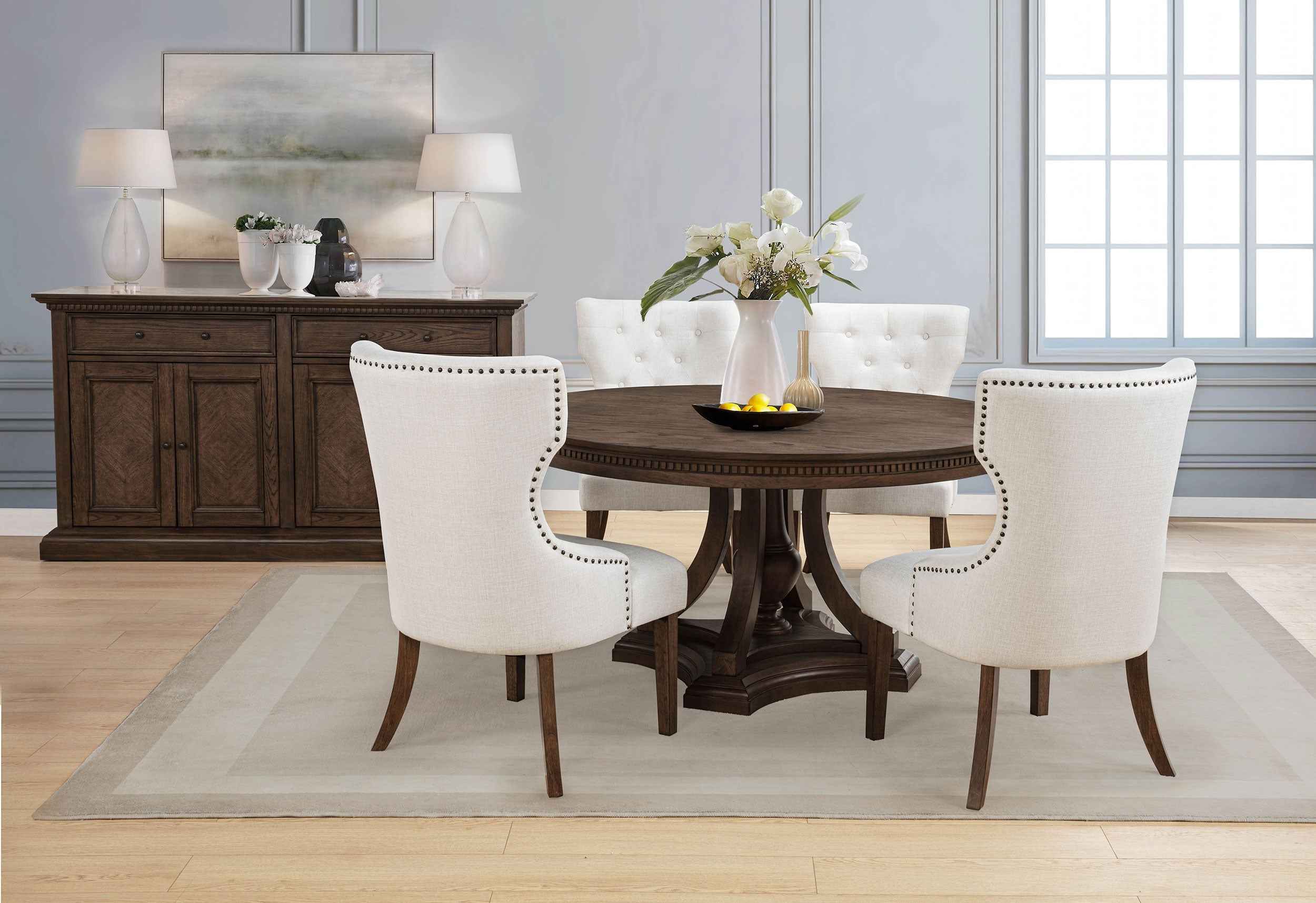 Baney Cream/Dark Oak Fabric Upholstered Dining Side Chair - Image 15
