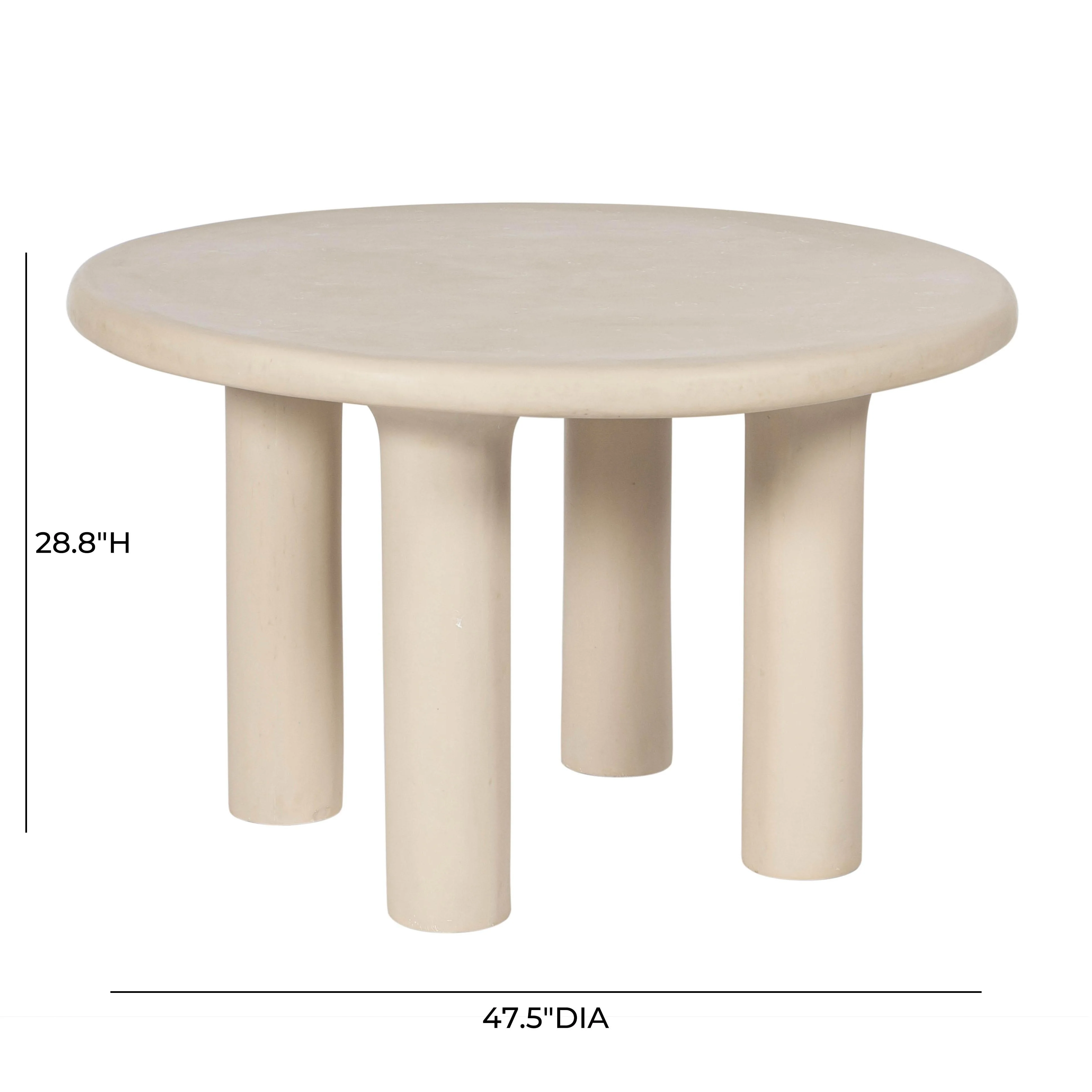 Barbara Cream Textured Indoor / Outdoor 47" Round Dining Table - Image 5