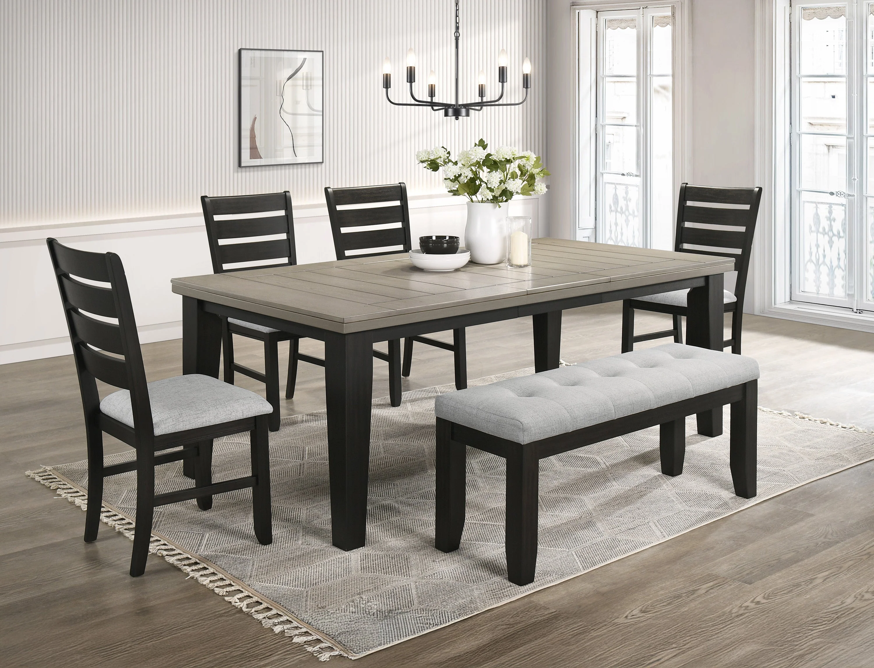 Bardstown Black and Light Gray Dining Side Chair, Set of 2 - Image 6