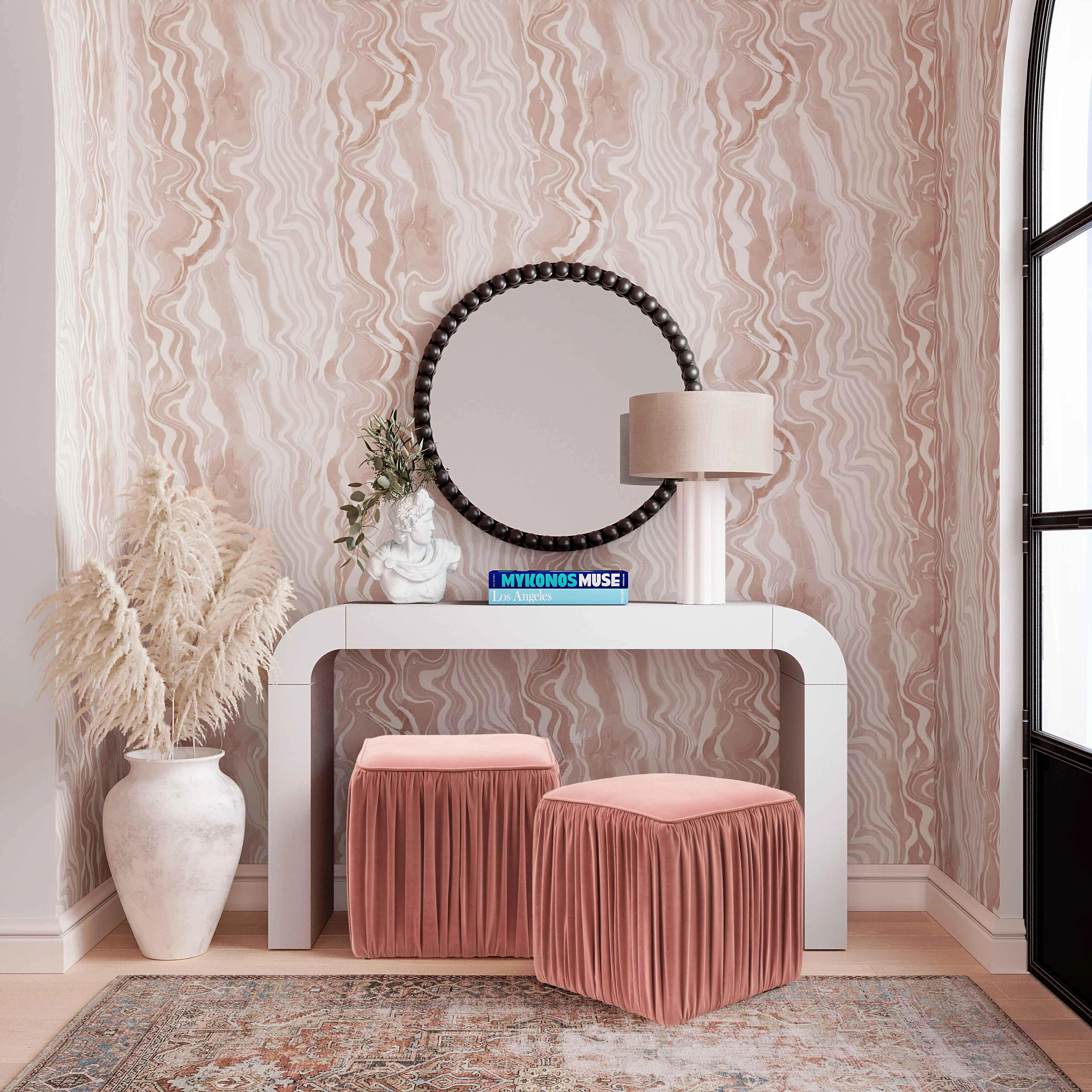 Baria Wooden Round Wall Mirror - Image 8