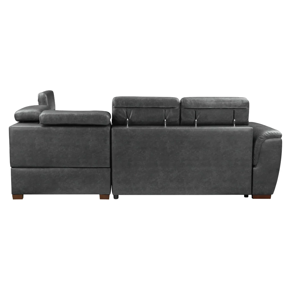Barre Gray Faux Leather 2-Piece Storage Sleeper Sectional - Image 5