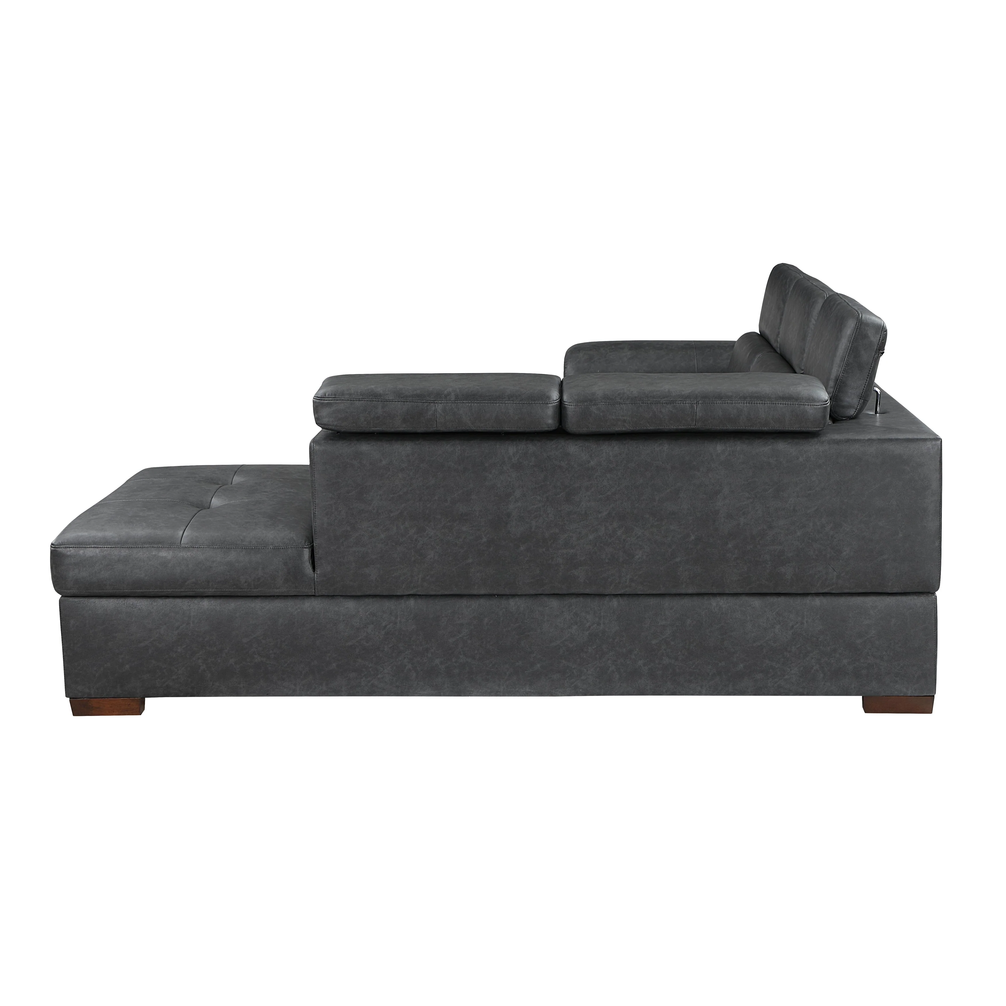 Barre Gray Faux Leather 2-Piece Storage Sleeper Sectional - Image 6