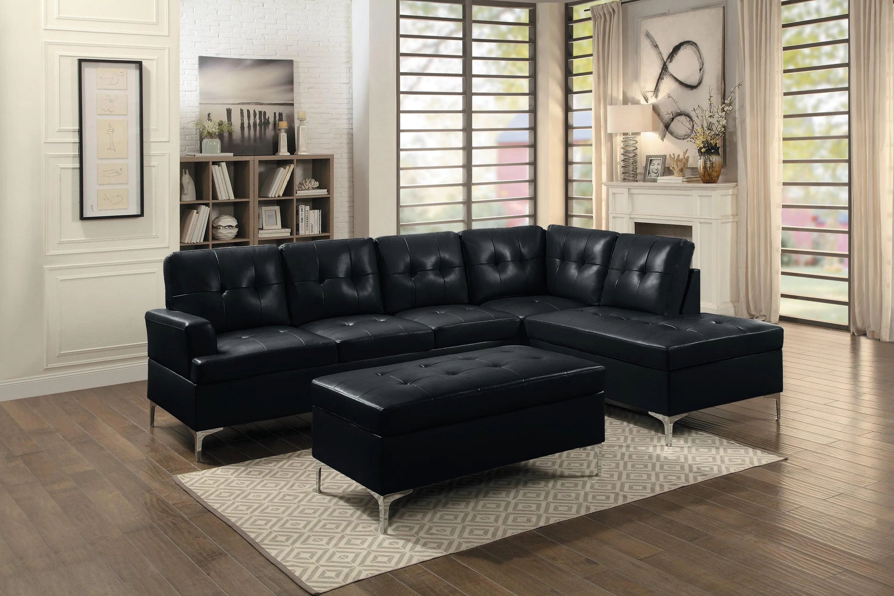 Barrington Black Ottoman - Image 3