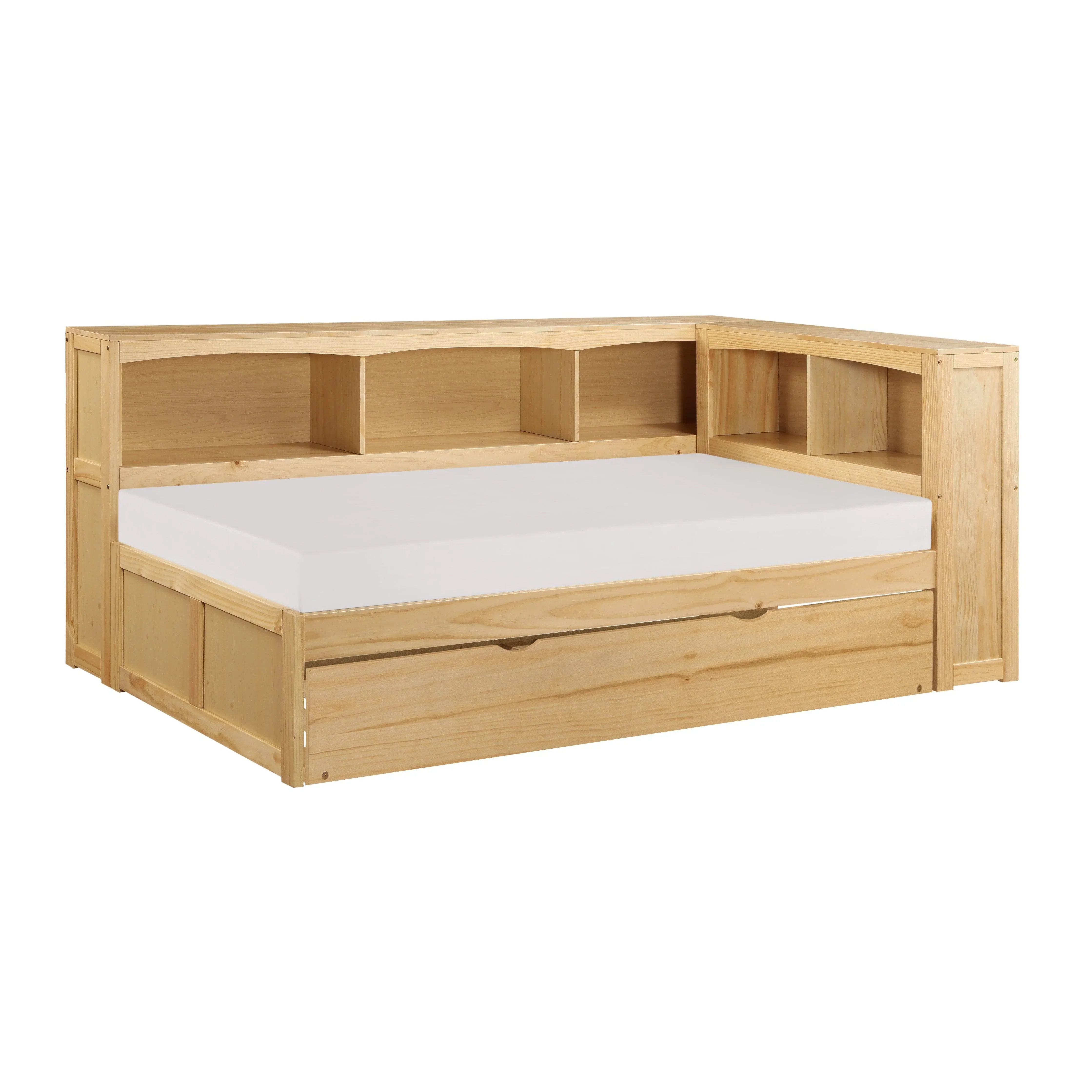 Bartly Pine Twin Bookcase Corner Bed with Twin Trundle - Image 2