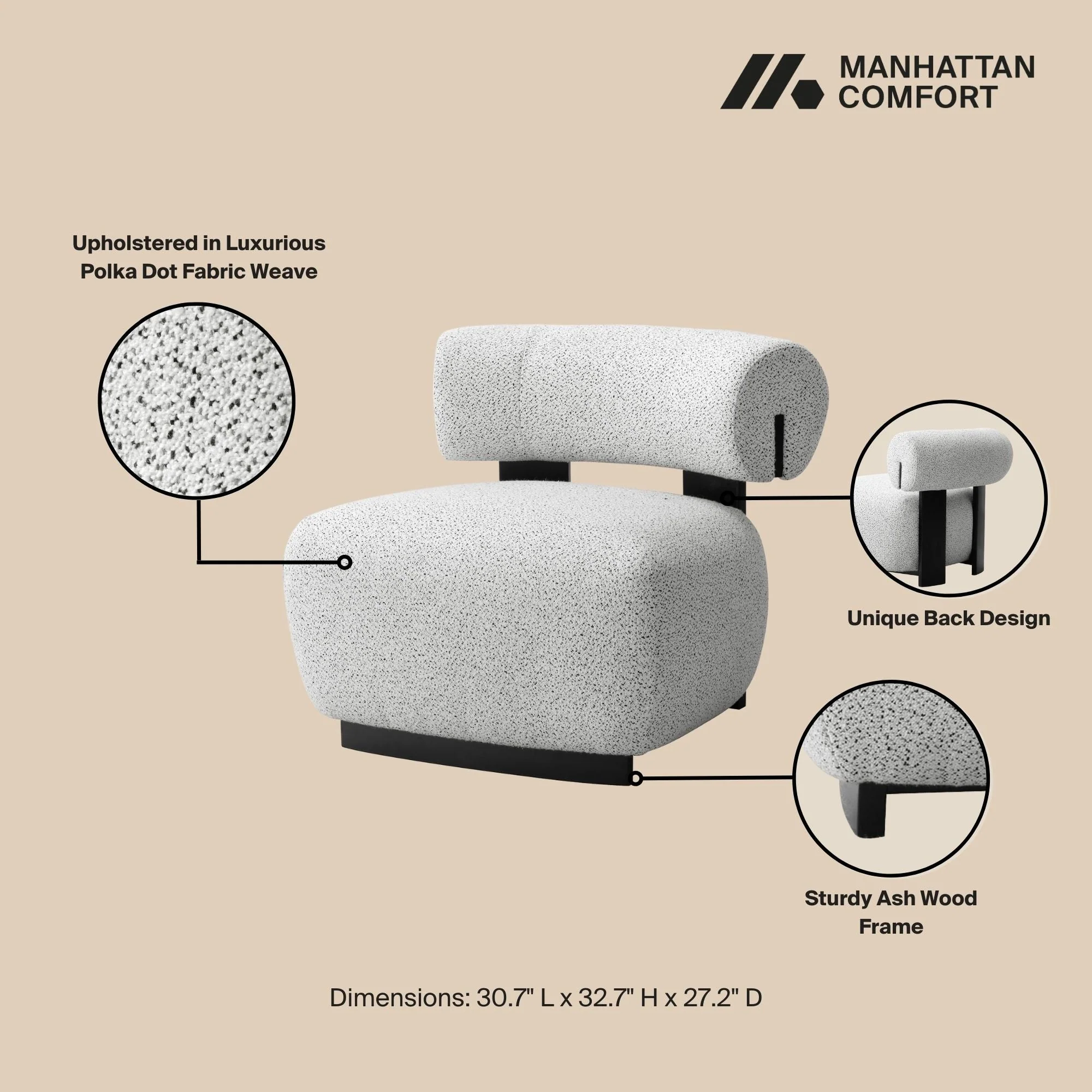 Bartow Accent Chair in Ivory and Black (Set of 2) - Image 3