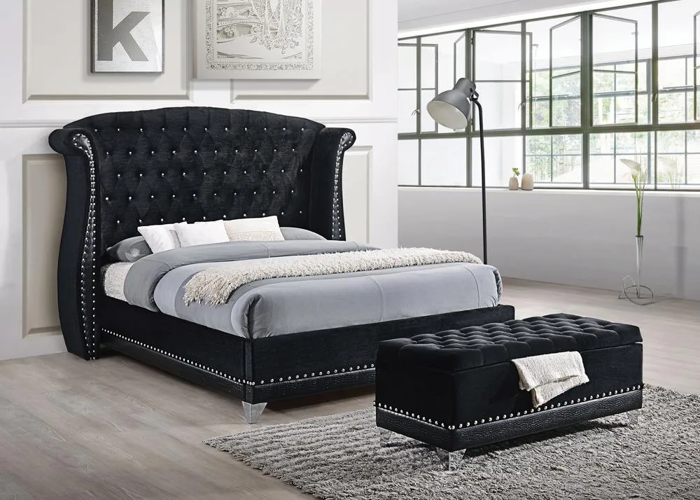 Barzini Black Queen Tufted Upholstered Bed