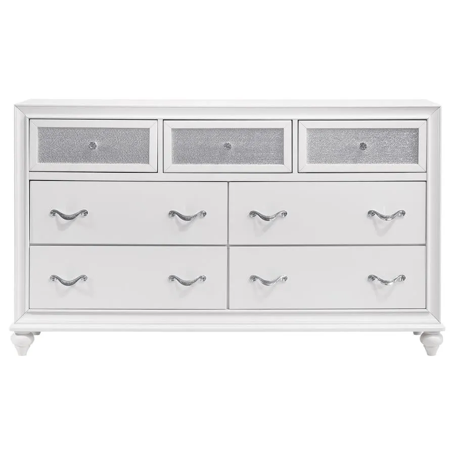 Barzini White 4-Piece Queen Upholstered Tufted Bedroom Set - Image 8