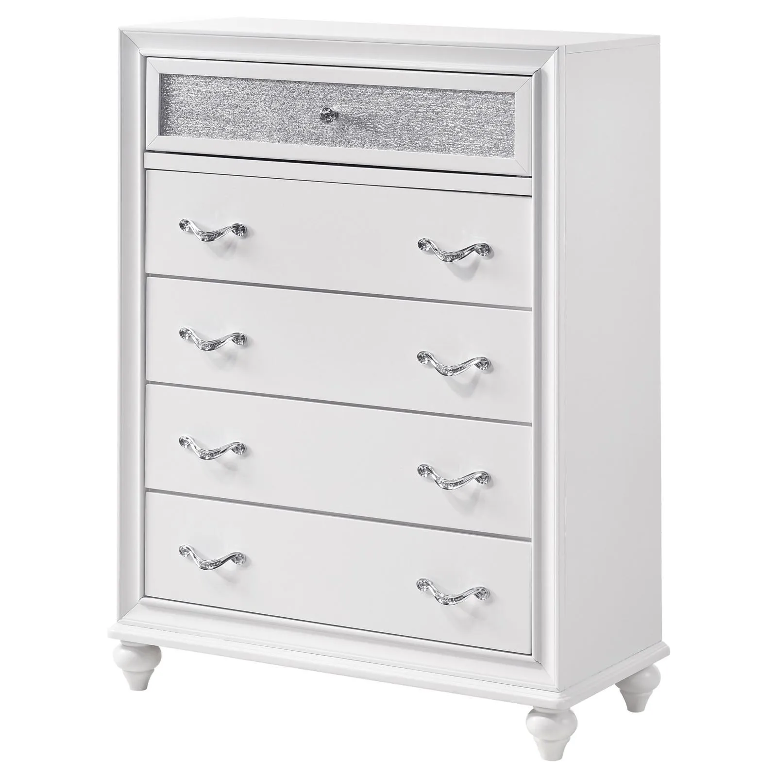Barzini White 5-Drawer Chest - Image 4