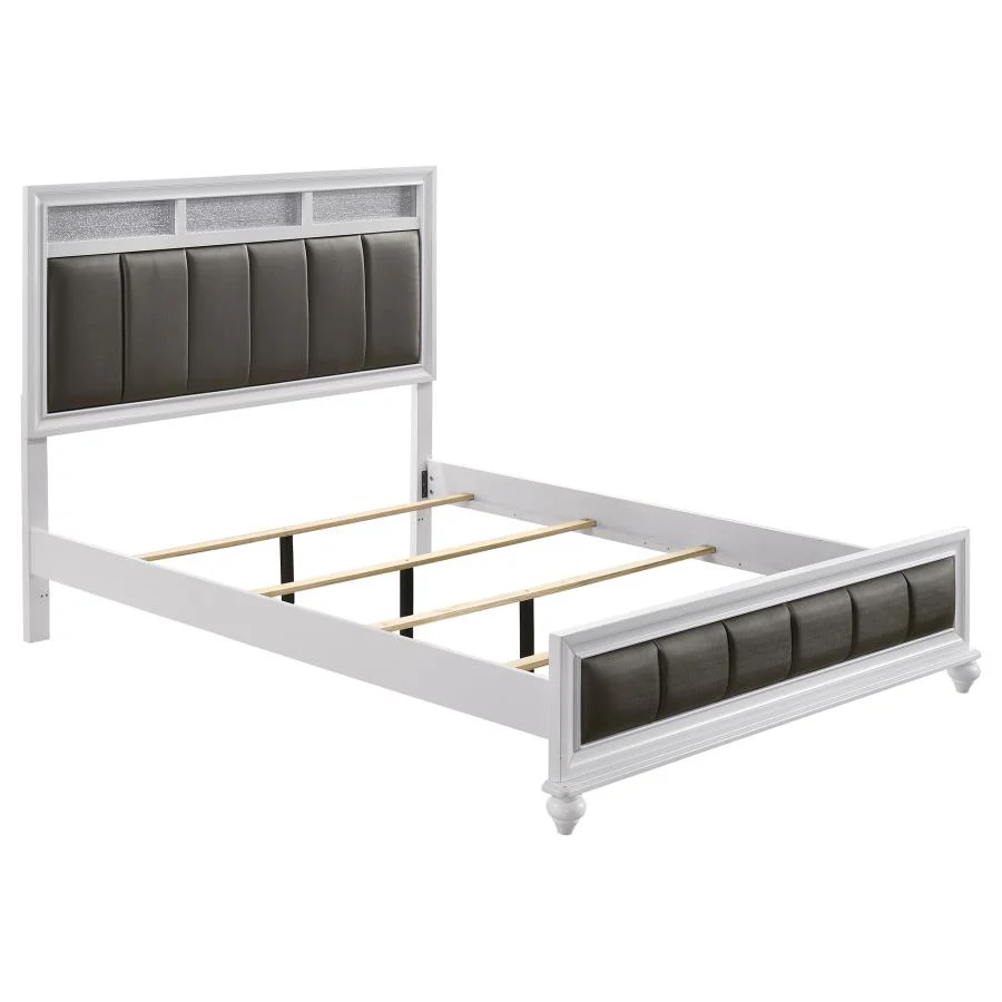 Barzini White 5-Piece Eastern King Panel Bedroom Set - Image 3