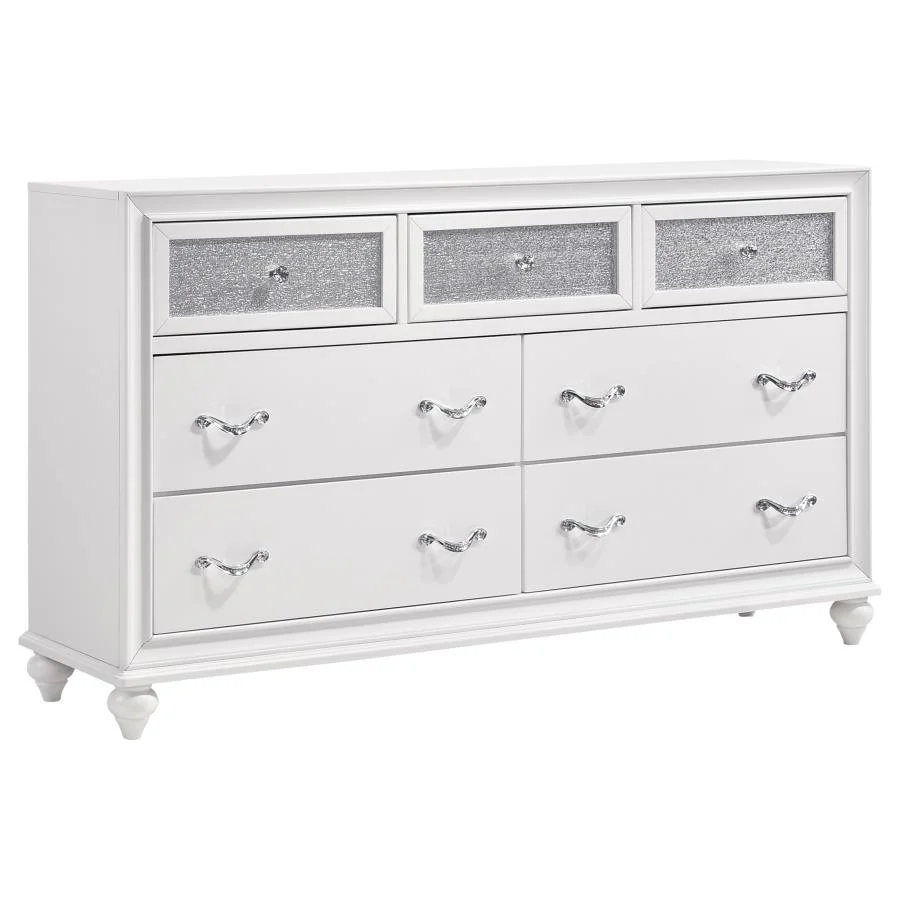 Barzini White 5-Piece Eastern King Panel Bedroom Set - Image 7