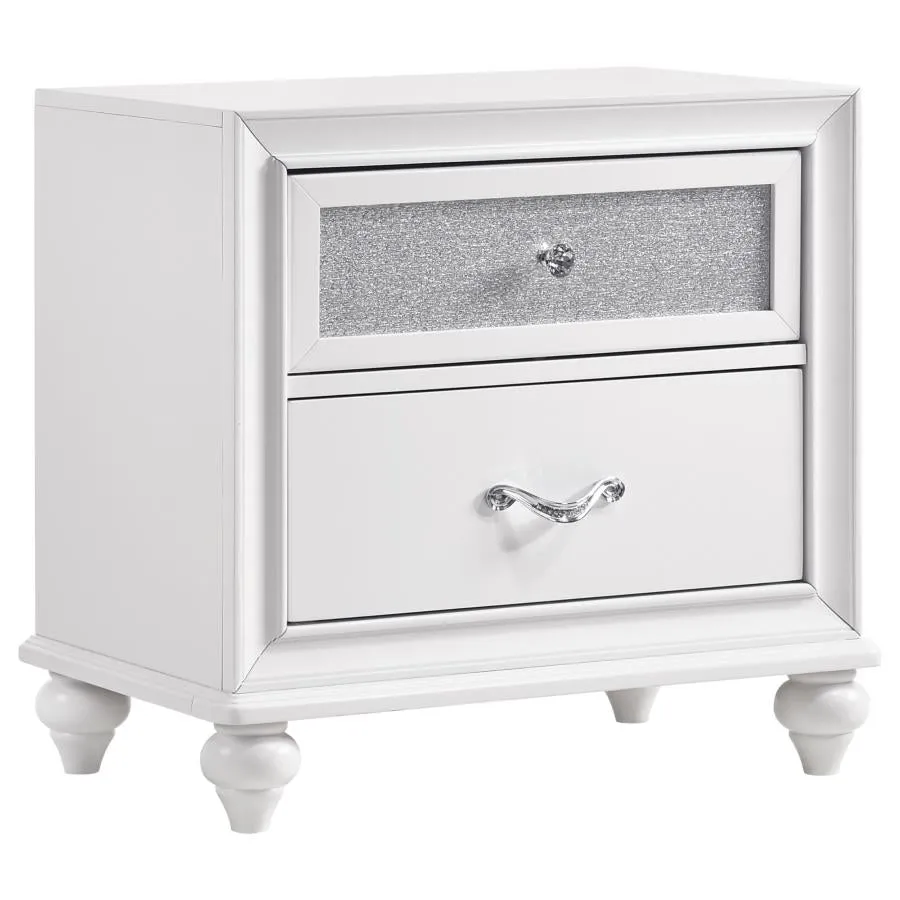 Barzini White 5-Piece Eastern King Upholstered Tufted Bedroom Set - Image 4